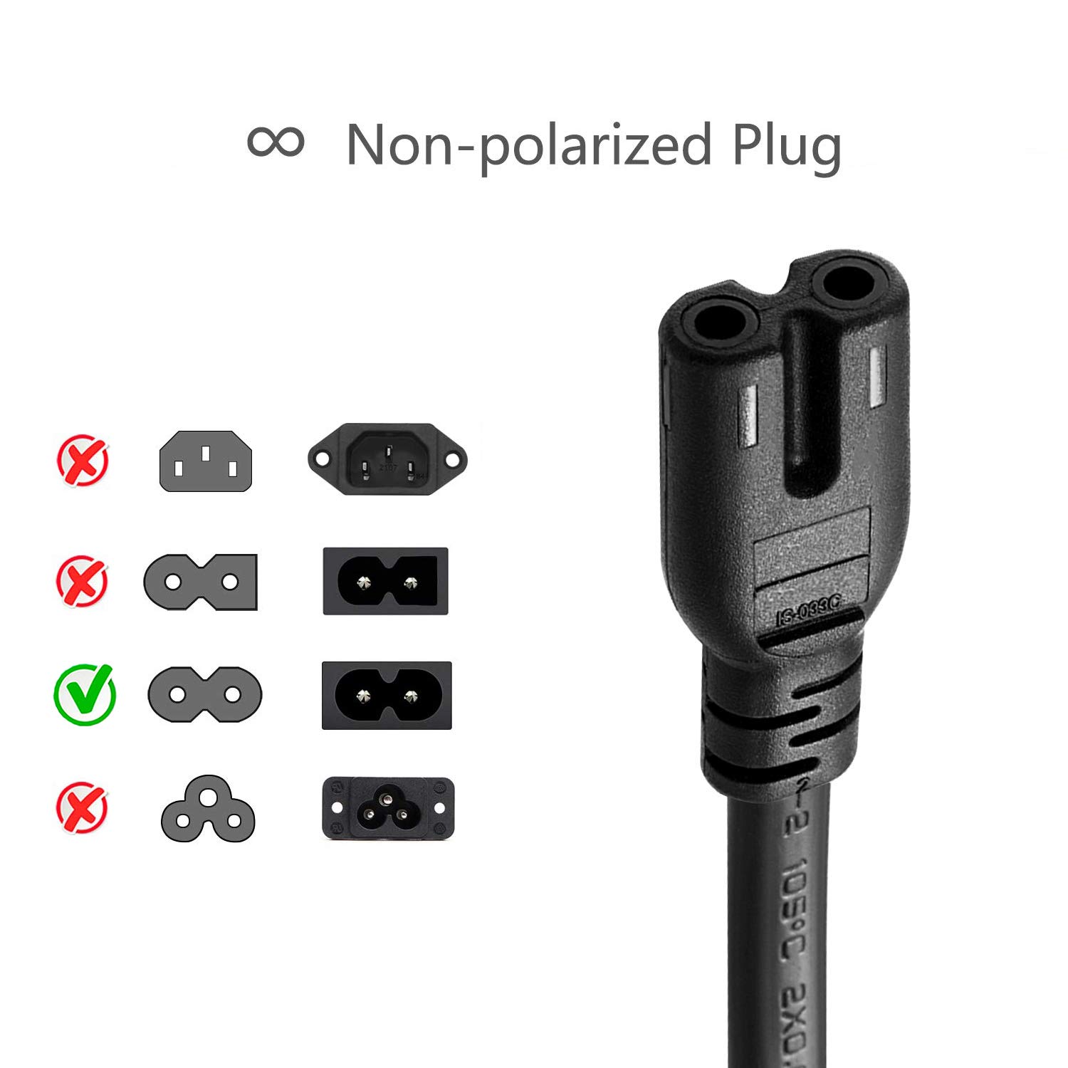 12 Ft 2-Prong AC Power Cord for HP Photosmart Printers C4273 C4275 C4280 C4283 C4285 C4288 - Replacement Wall Charger Cable for Home & Office Use