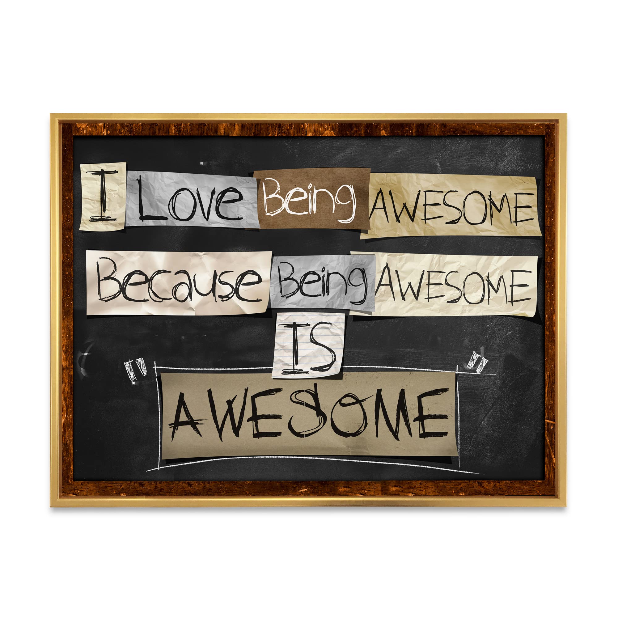 DesignQ 'I Love Being Awesome' Rustic Framed Canvas Wall Art Print - Perfect for Living Room, Bedroom & Office Decor