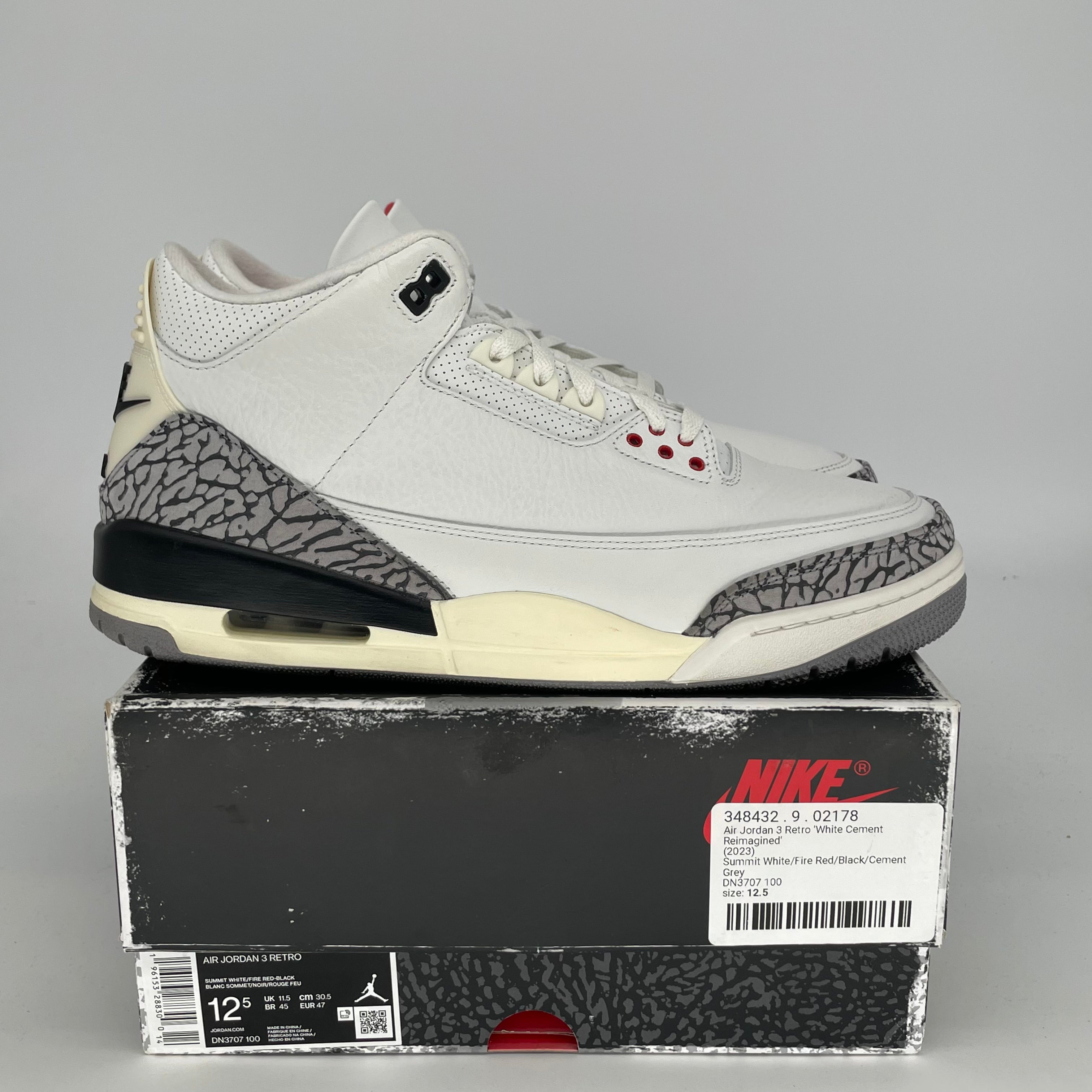 AIR JORDAN 3 White Cement Reimagined - Men's Size 12.5 (DN3707-100) - Authentic Retro Basketball Shoes for Sneaker Collectors & Streetwear Fashion