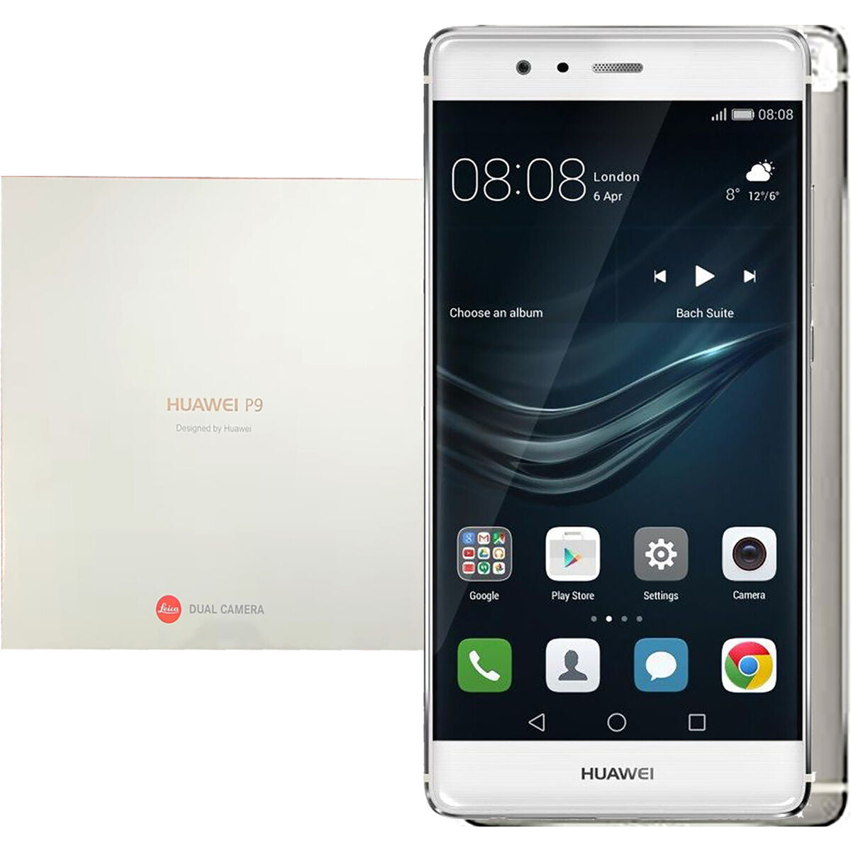 Huawei P9 Unlocked Smartphone - Dual SIM, 32GB, Mystic Silver - GSM Compatible for International Travel & Business Use