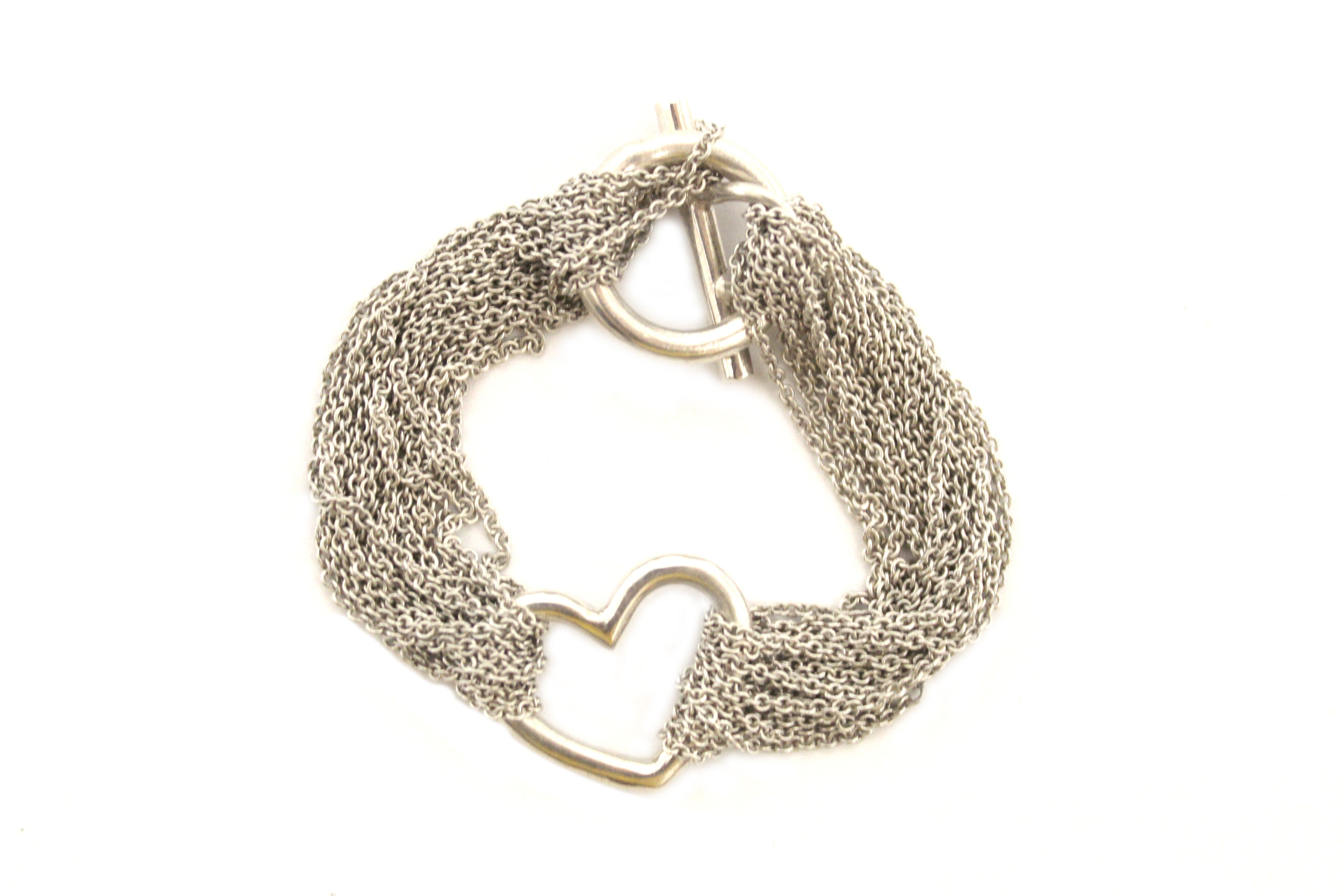 Authentic Tiffany & Co. Sterling Silver Open Heart Multi Strand Bracelet for Women - Elegant Layered Jewelry Gift for Anniversary, Birthday & Special Occasions
