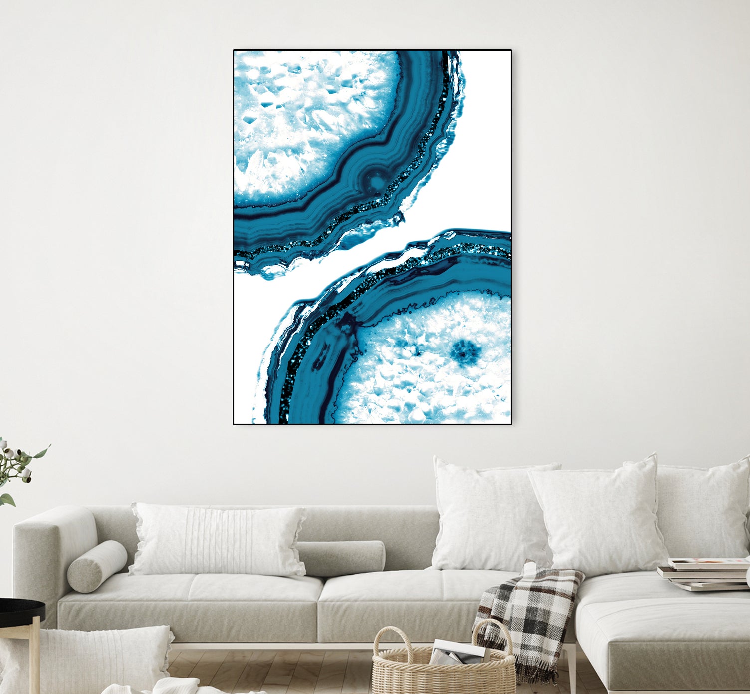 Blue Agate Glitter Glam - Natural Gemstone Decor for Home & Office | Sparkling Crystal Art Piece for Meditation, Gifts, and Spiritual Healing