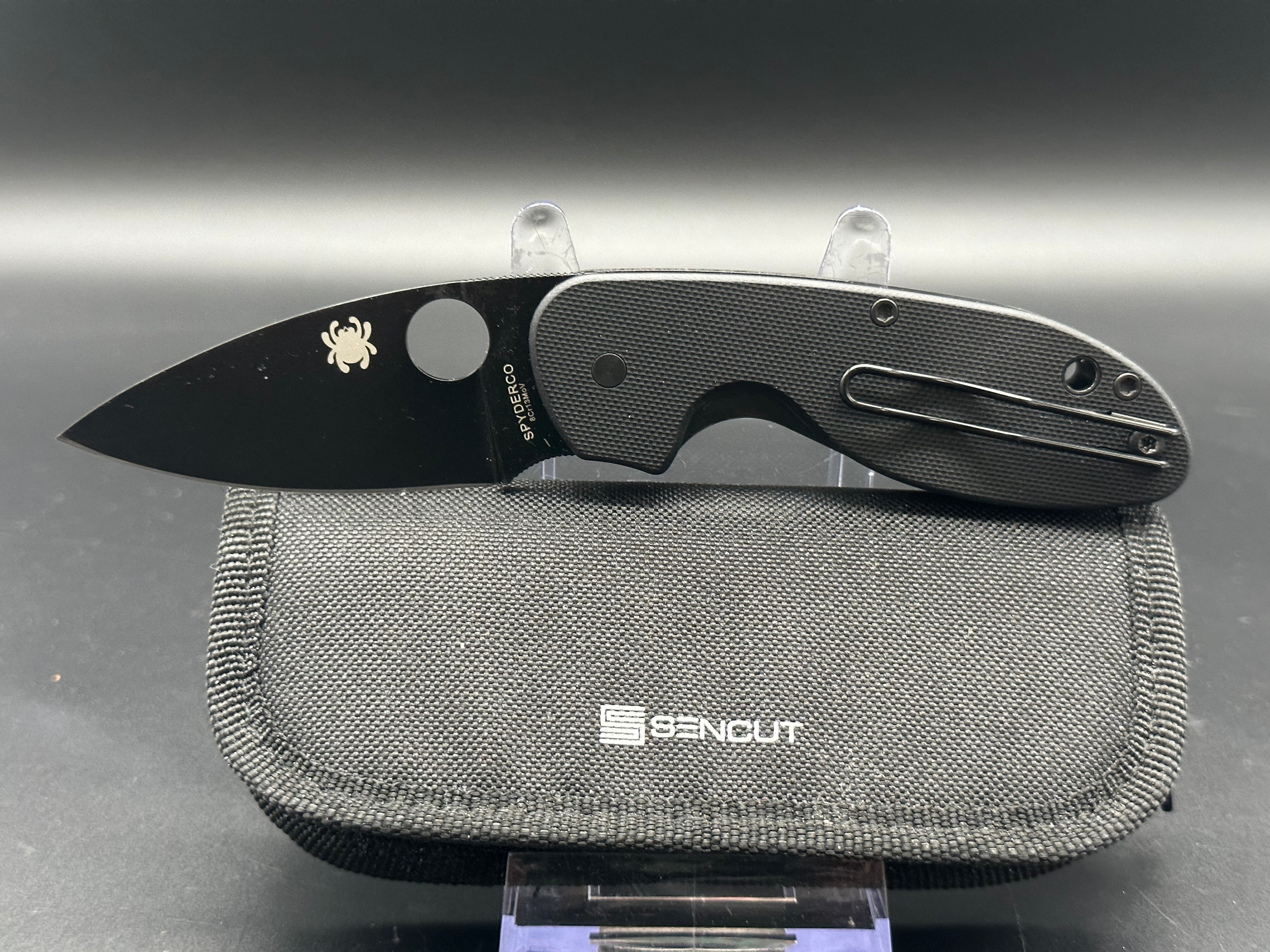 Spyderco Efficient Black Folding Pocket Knife - EDC Tactical Knife for Outdoor Camping, Hiking & Survival Gear