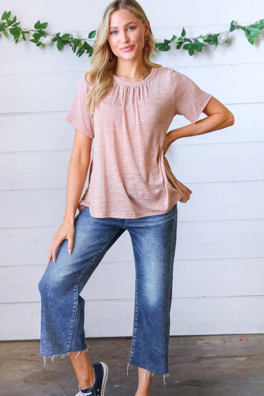 Elegant Mauve Tie Back Crinkle Floral Blouse for Women | Summer Boho Chic Tunic Top | Perfect for Beach Vacations & Date Nights