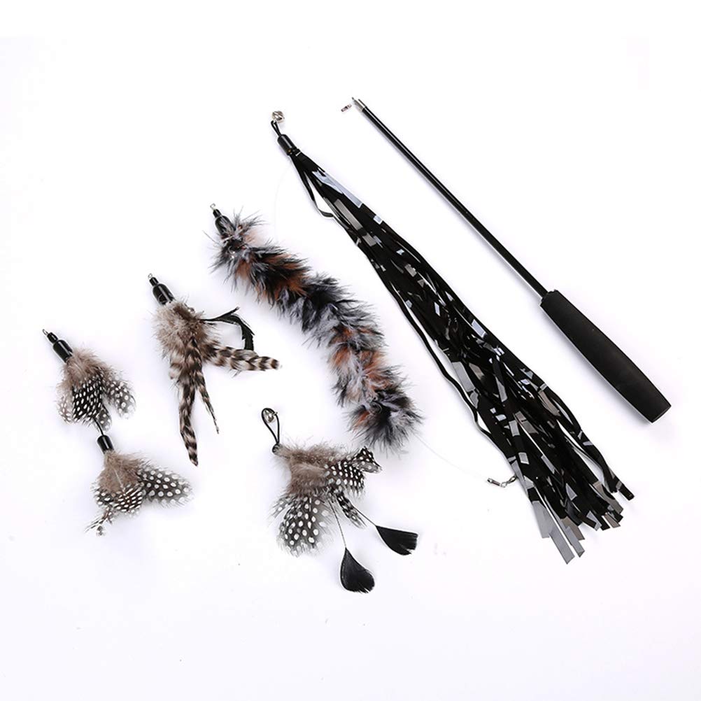 6Pcs Interactive Cat Wand Toys for Kittens - Colorful Teaser & Chaser Toy with Replaceable Heads - Perfect for Playtime, Training & Bonding with Your Pet