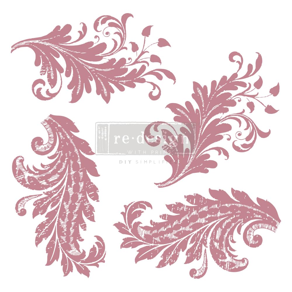 Royal Flourish Clear-Cling Stamps for Wall Decor - DIY Wall Art, Furniture Decoration, Nightstand, Vanity Table & Desk Makeover - Perfect for Bedroom, Living Room & Home Office Design