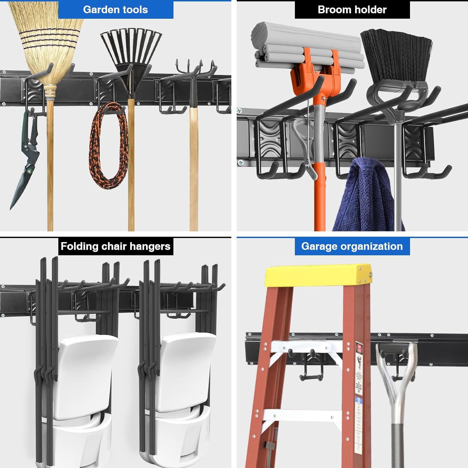 DxJ Heavy Duty Snowboard & Ski Wall Mount Rack - 10 Pair Garage Storage Organizer, 300lbs Capacity, Q915 Steel, Black - Perfect for Home, Garage, and Sports Equipment Organization