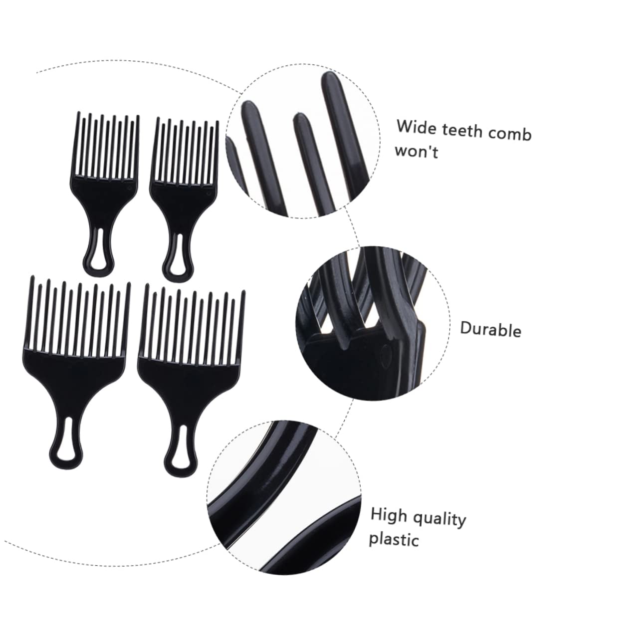 Healeved 4-Piece Wide Tooth Hair Teasing Comb Set - Detangling Wig Brush & Curly Hair Comb for Smooth Styling - Perfect for Travel, Salons & Daily Hair Care