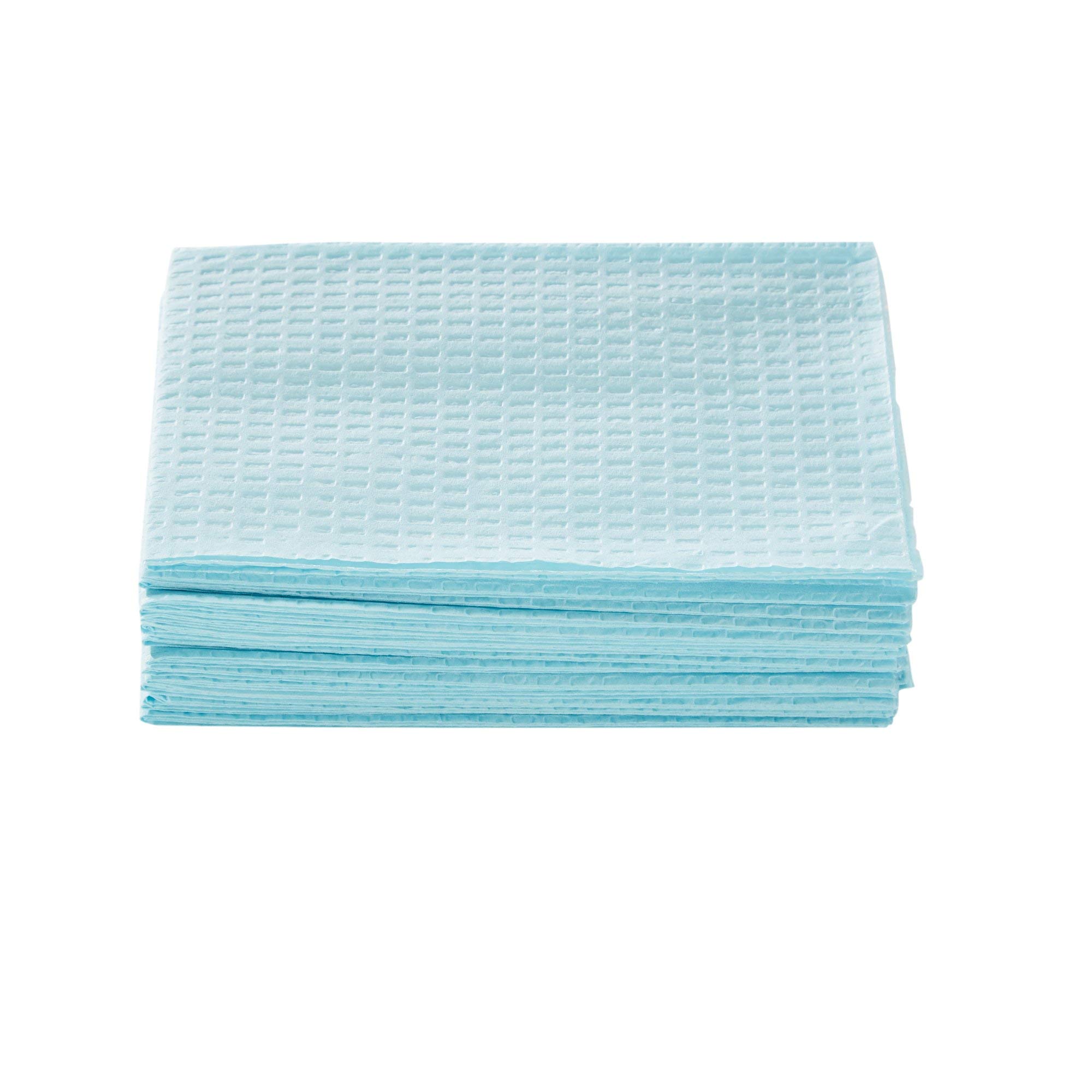 McKesson Disposable Towels [500 Pack] - 13x18 Inch 2-Ply Poly Back Waffle Embossed Blue - Ideal for Dental Bibs, Nail Salons, Tattoo Parlors, Medical & Beauty Procedures - Soft Absorbent Towels for Hygienic Single-Use Applications
