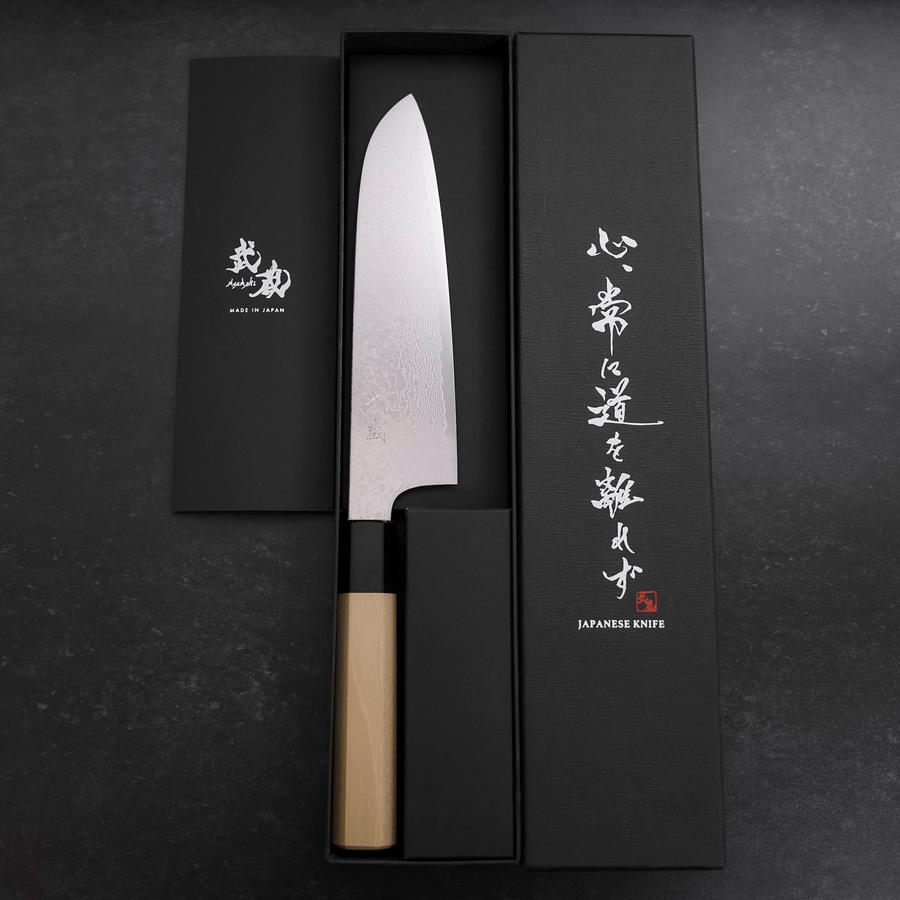 Premium Santoku ZA-18 Damascus Steel Knife 180mm (7 Inch) with Buffalo Magnolia Handle - Japanese Kitchen Knife for Professional Chefs & Home Cooking, Perfect for Slicing, Dicing & Mincing Vegetables, Meat & Fish