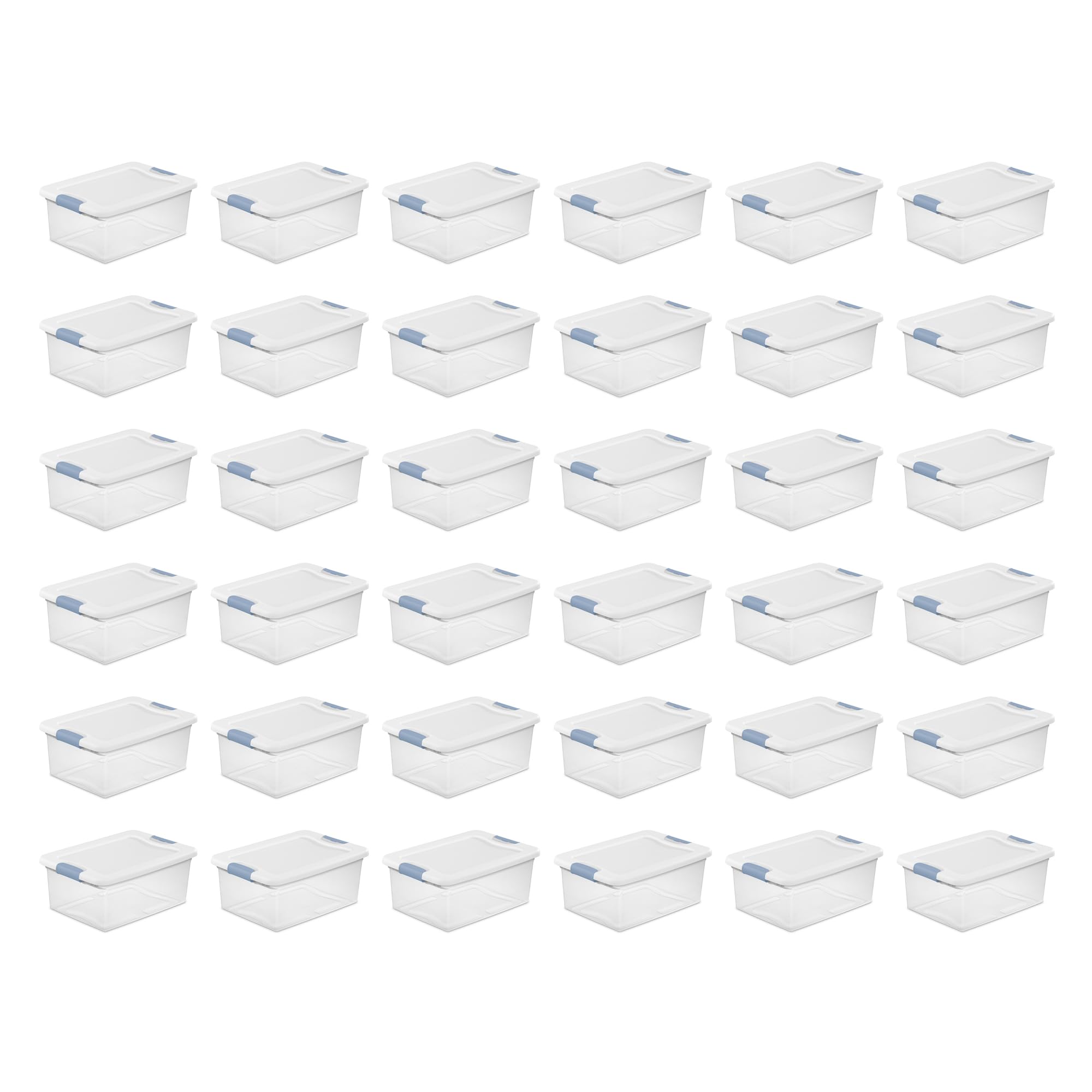 Sterilite 36-Pack Clear Plastic Stackable Storage Bins with Latching Lids - 15 Quart Organizer Boxes for Home, Office & Garage Organization