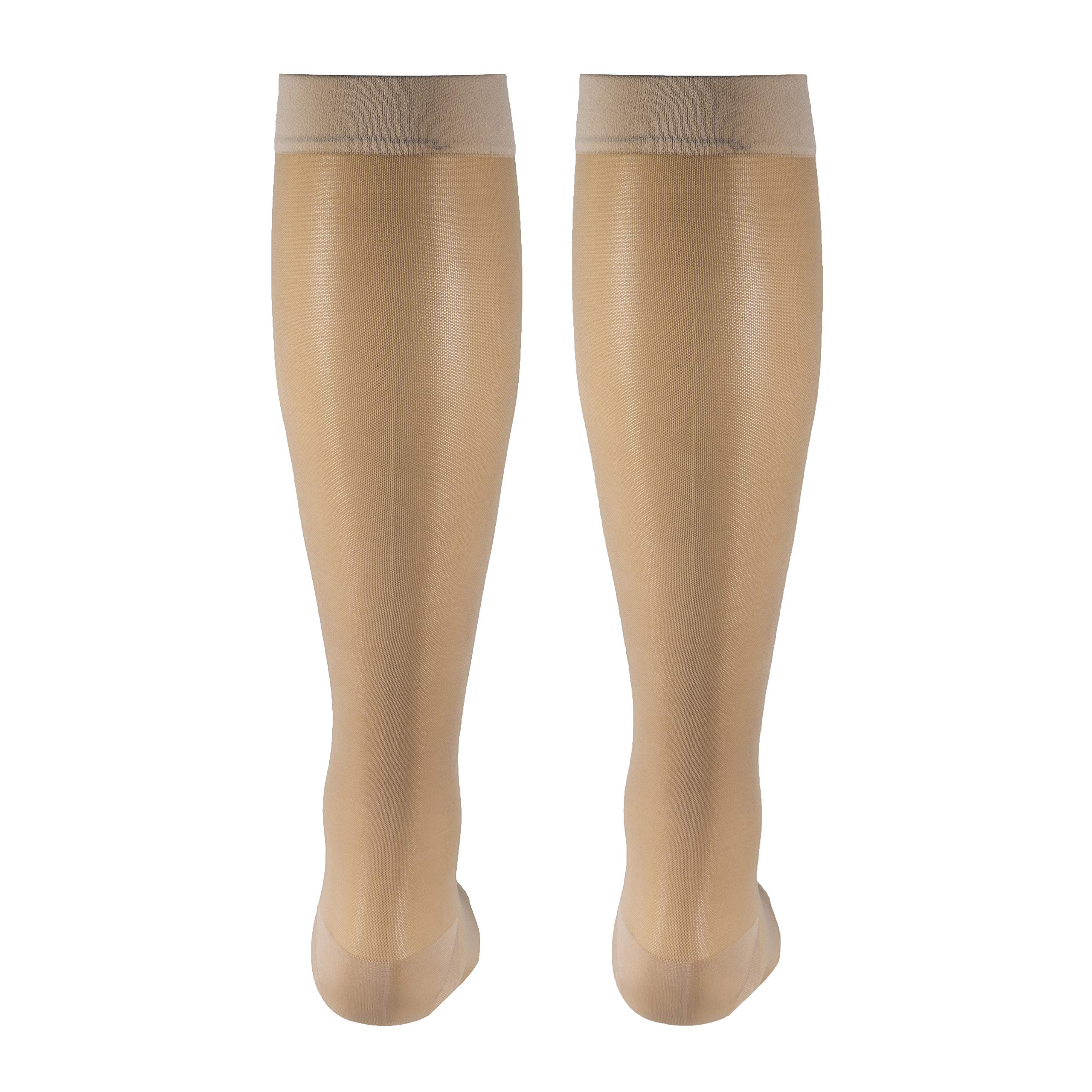 Truform Sheer Compression Stockings 15-20 mmHg - Women's Knee High Support Socks 20 Denier Nude Medium - Improve Circulation for Travel, Pregnancy & Varicose Veins Relief