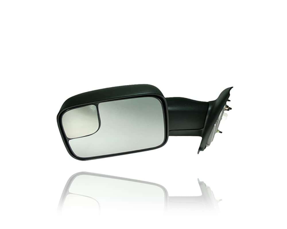 Replacement Door Mirror with Power & Heat for 2002-2008 Dodge Pickup & 2005-2009 Ram 1500 Mega-Cab/R2500/R3500 (Part #55077445AO) - Left Side Driver View - Perfect for Towing & Winter Driving