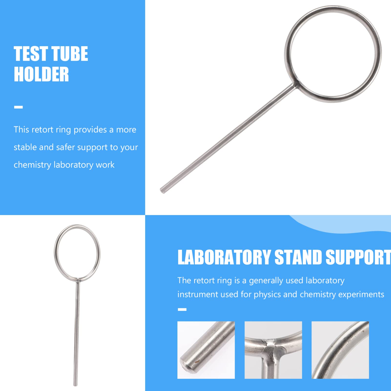Stainless Steel Retort Ring Support - Lab Stand Extension Ring for Test Tubes & Funnels | Durable Laboratory Equipment for Chemistry Experiments & Science Classrooms