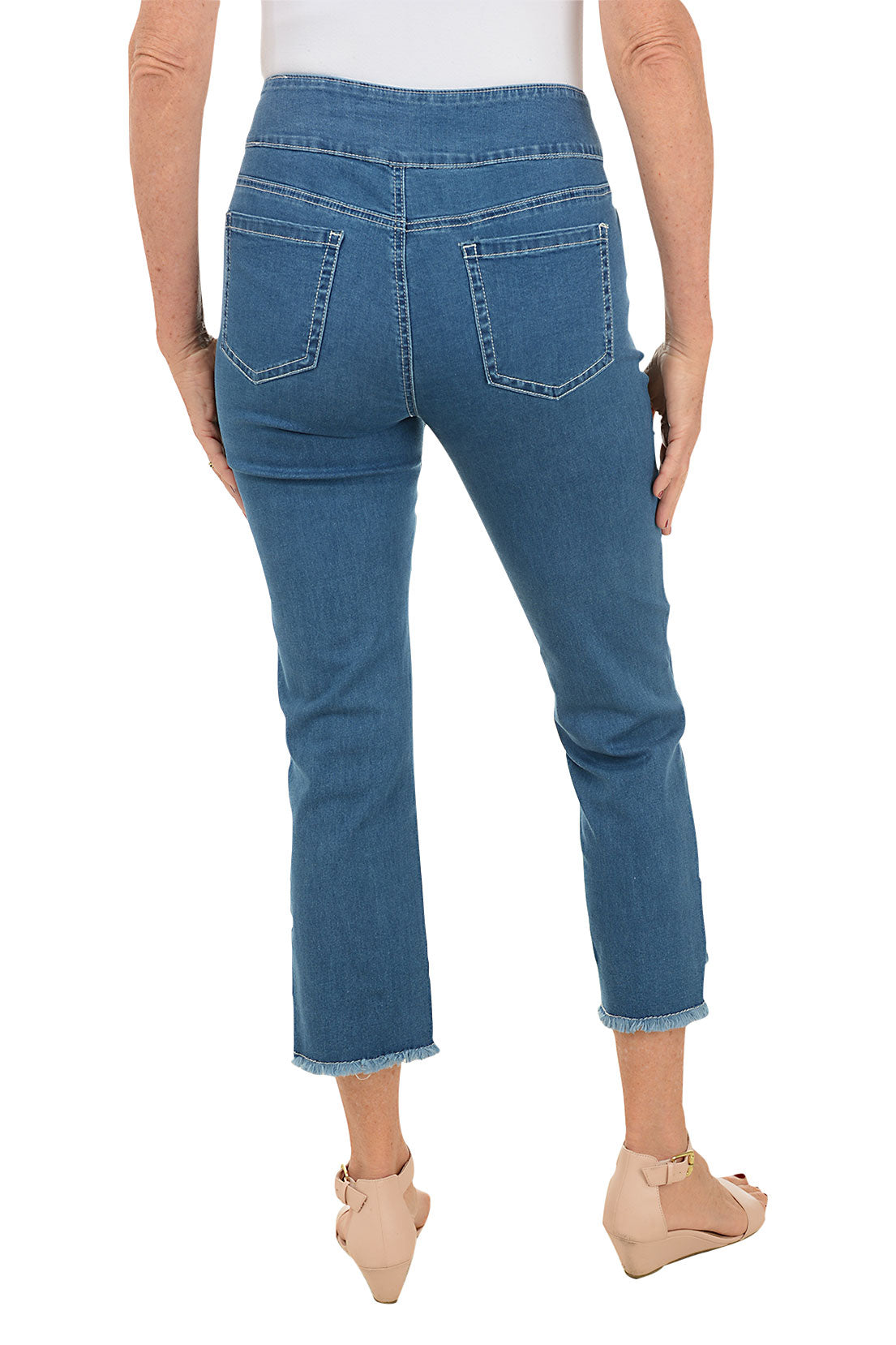 Ditsy Floral Embroidered High Waist Denim Ankle Pants for Women - Stylish Casual Jeans for Spring & Summer Outfits