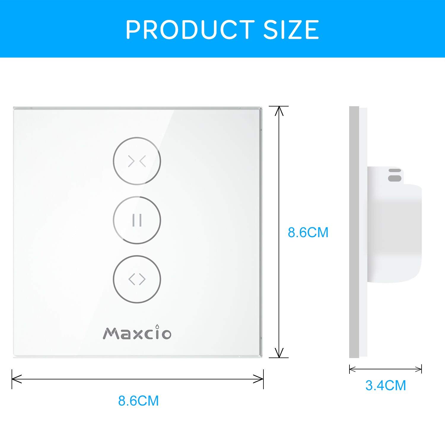 Maxcio WiFi Smart Roller Shade Switch - Compatible with Alexa & Google Home, Timer & Group Control for Awnings, Blinds & Curtains - White | Perfect for Smart Home Automation & Energy Savings