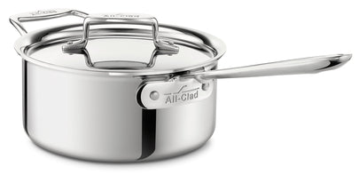 All-Clad D5 3-Quart Stainless Steel Saucepan with Lid & Loop Handle - Premium Cookware for Soups, Sauces & Pasta | Induction Compatible & Dishwasher Safe