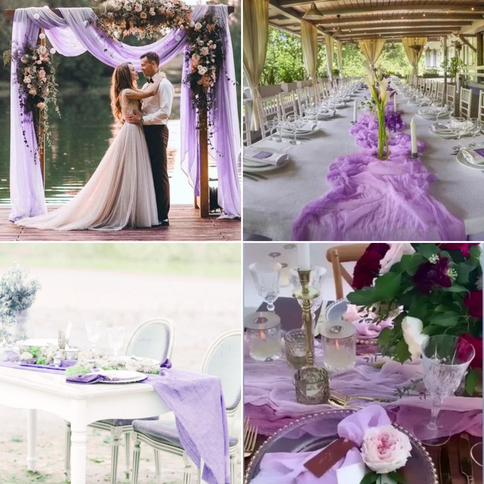 8 Pack Lavender Cheesecloth Table Runner - 10Ft Long Boho Table Cloth (35x120 Inch) for Wedding, Birthday Party, Bridal Shower, Baby Shower & Picnic Decor - Romantic Gauze Table Cover for Easter, Home & Outdoor Events