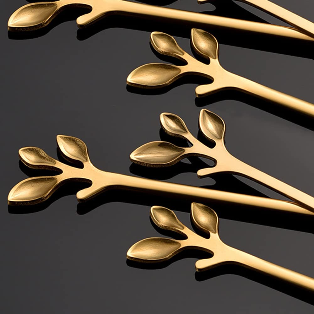 8-Piece Gold Dessert Forks Set - 5 Inch Modern Stainless Steel Tea Forks, Small Cake & Fruit Forks for Parties, Weddings & Events - Elegant 3-Tine Silverware (Dishwasher Safe) - Perfect for Afternoon Tea, Dessert Buffets & Wedding Receptions