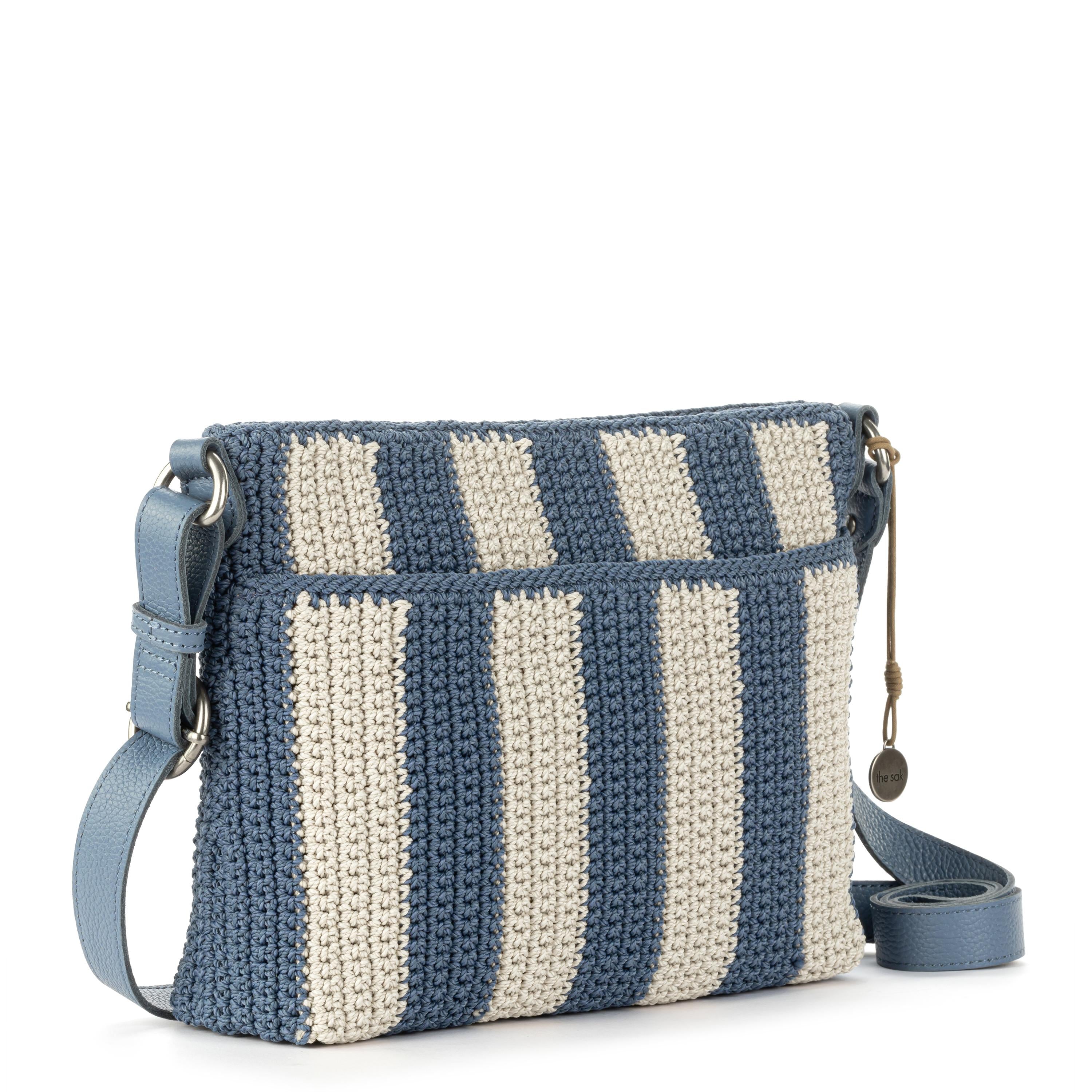 Handmade Crochet Melrose Crossbody Bag in Nautical Stripe - Stylish & Lightweight for Travel, Beach, and Everyday Use