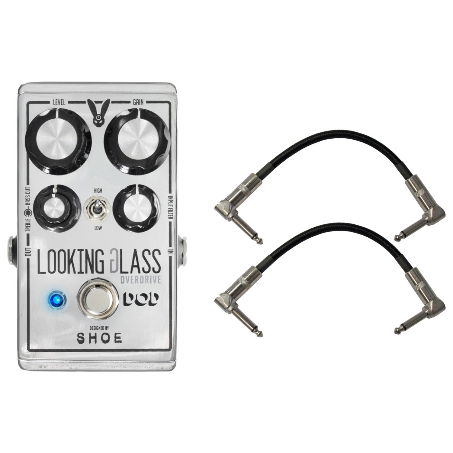 DOD Looking Glass Overdrive Guitar Effects Pedal with 2 Patch Cables - Perfect for Studio Recording & Live Performances