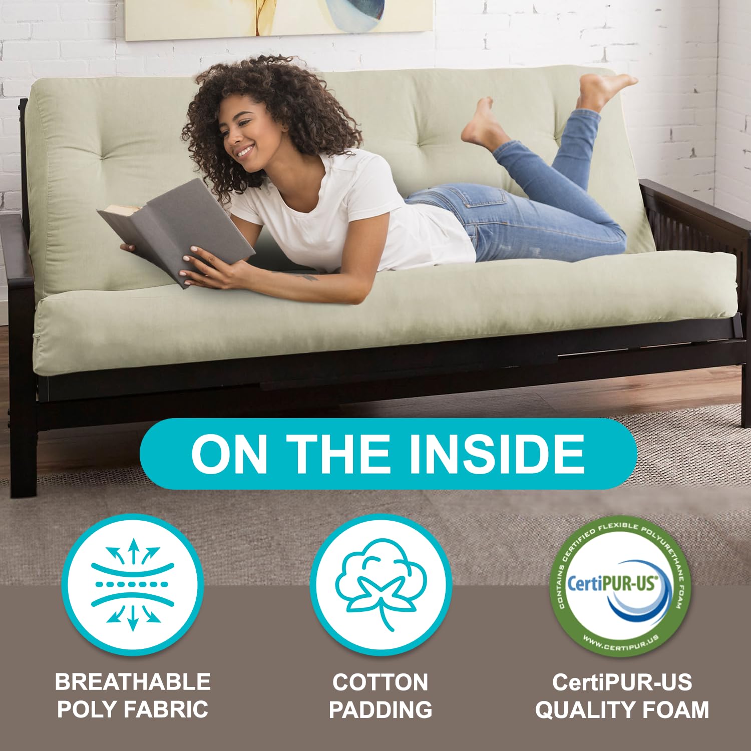 Trupedic x Mozaic 12 Inch Full Size Standard Futon Mattress - Basic Coral (Frame Not Included) | Comfortable & Durable for Kids Bedroom, Guest Room, Dorm, Apartment | Multiple Color Options