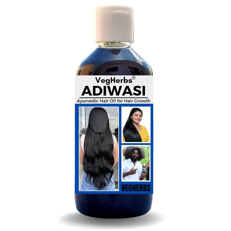 VegHerbs Original Karnataka Adiwasi Hair Oil for Hair Growth - Ayurvedic Herbal Oil with Onion, Rosemary, Castor, Amla, Almond, Coconut, Brahmi & Bhringraj | 100ml (Pack of 2) | Promotes Thicker, Longer Hair & Scalp Health | Perfect for Daily Hair Care & Natural Treatment