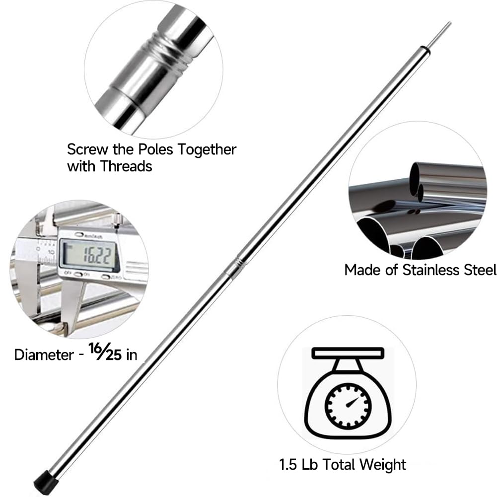 Heavy Duty Adjustable Tarp Poles - Replacement Tent Poles for Canopy, Shelter & Awning - Thickened Camping Poles for Outdoor Adventures, Backpacking & Emergency Preparedness