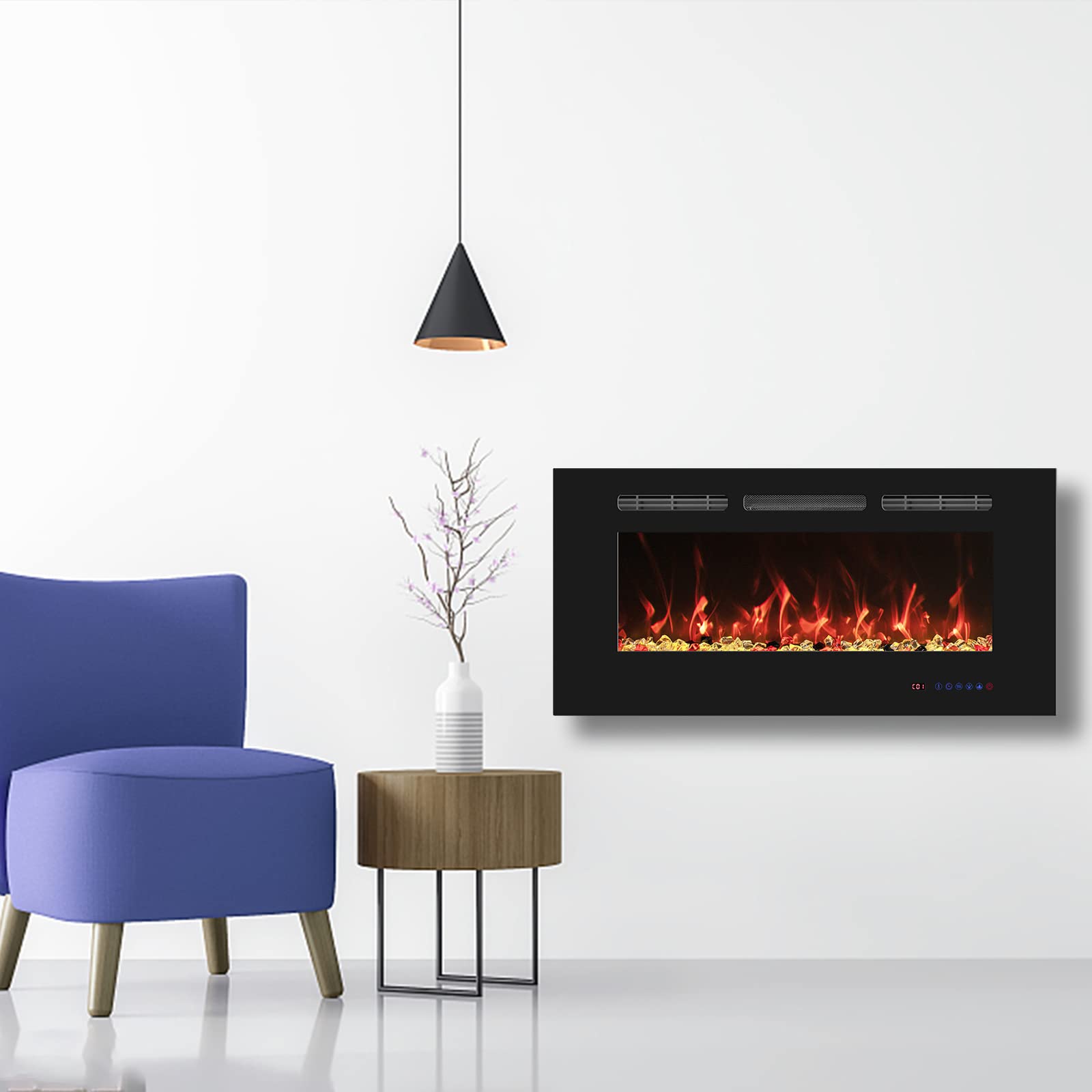 72 Inch Recessed Electric Fireplace Insert - Wall Mounted Fireplace Heater with Timer & Remote Control, 750W/1500W Adjustable Flame - Perfect for Living Room, Bedroom, and Office Heating