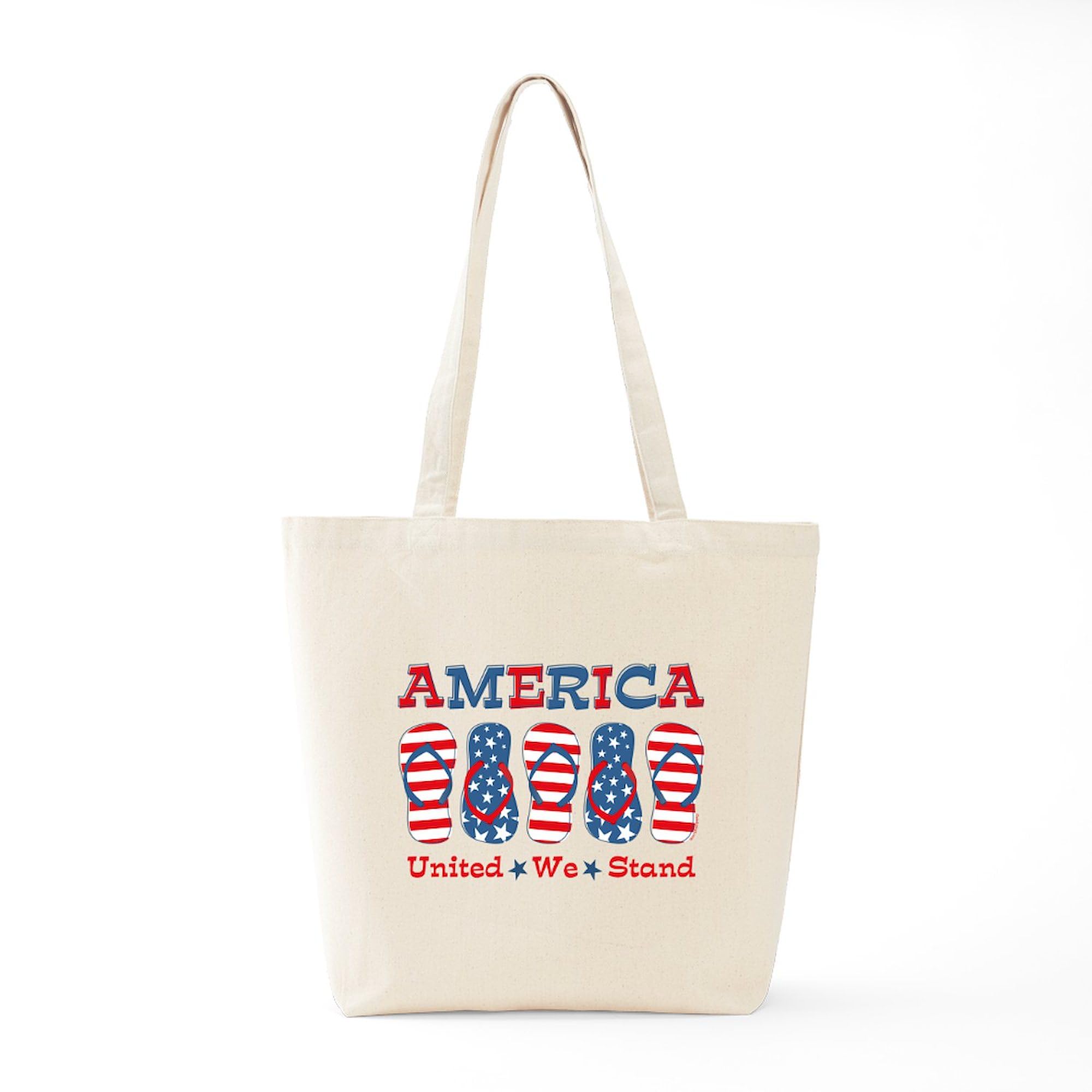 Eco-Friendly Natural Canvas Tote Bag - Reusable Shopping Bag with Flip Flop America Design | Perfect for Groceries, Beach Trips & Daily Use