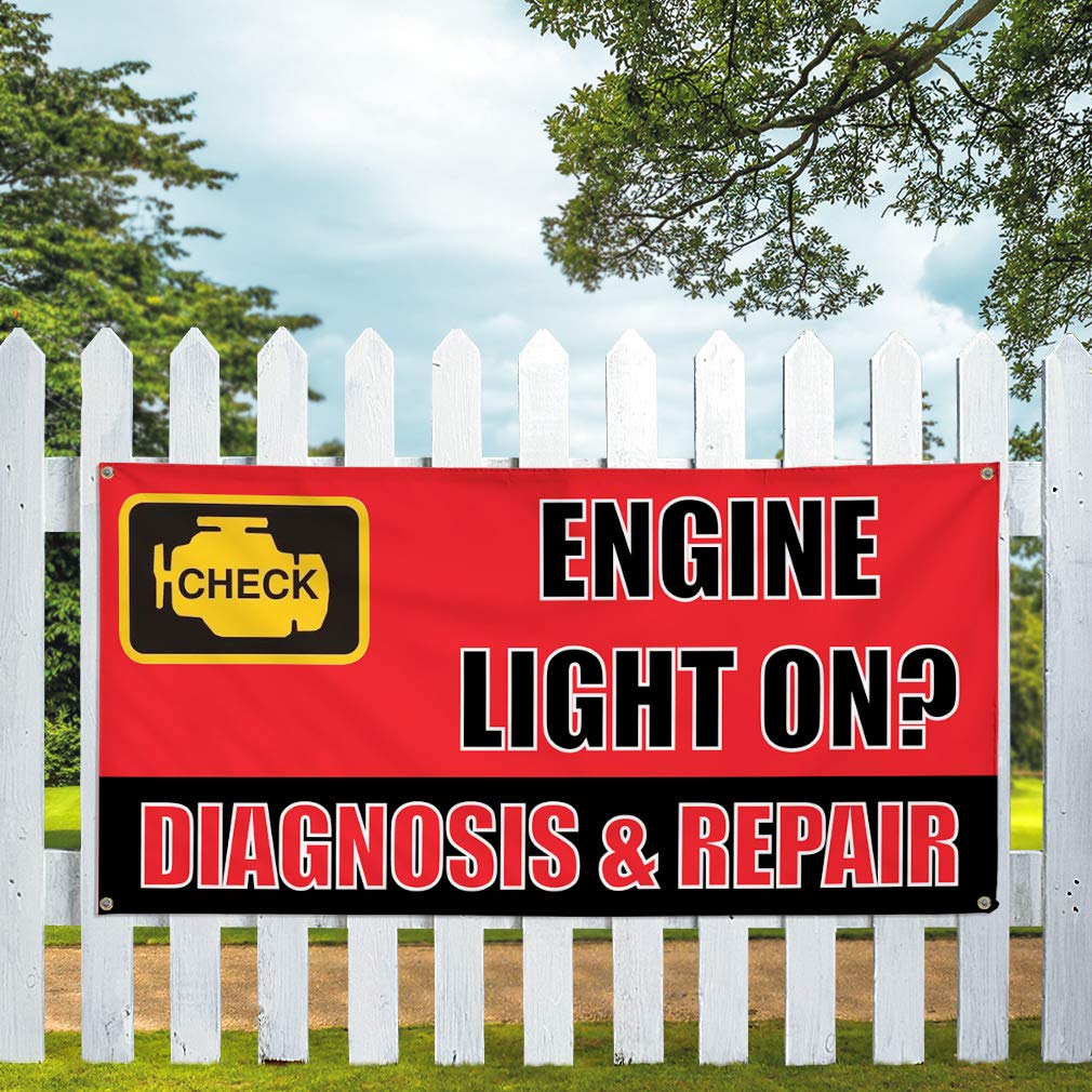 Vinyl Banner - Multiple Sizes (48x96 Inches) with 8 Grommets | Weatherproof, Durable for Outdoor & Industrial Use | Perfect for Engine Light Diagnostics, Auto Repair Shops, Yard Signs & Commercial Advertising