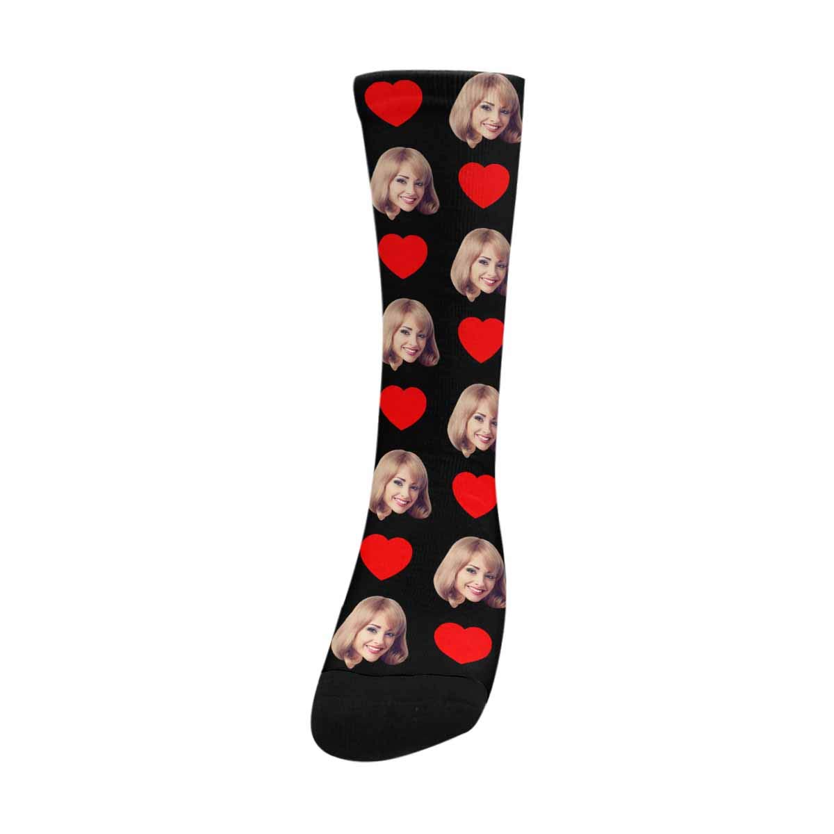 MyPupSocks Custom Photo Socks - Personalized Red Heart Crew Socks for Men & Women - 17 Color Options - Perfect for Couples Gifts, Valentine's Day & Anniversary Presents