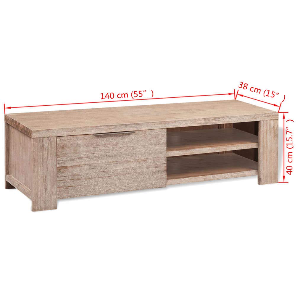 Rustic TV Stand 55 Inch, Solid Acacia Wood Entertainment Center with 2 Cable Outlets & Storage Doors – Perfect for Living Room, Bedroom, or Home Theater Setup