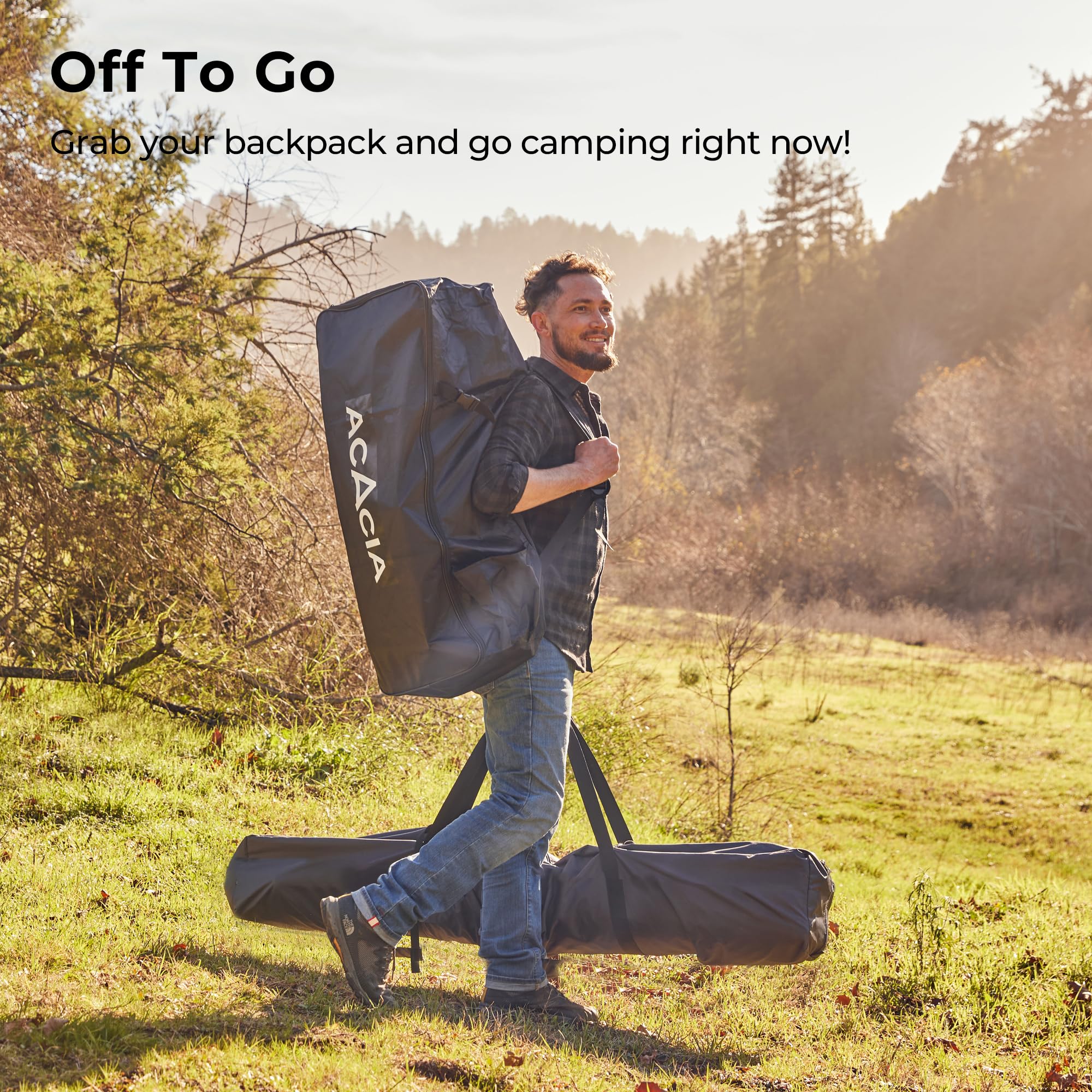 ACACIA Canopy XL for Space Acacia Camping System - Waterproof PU2000 4-Season Camping Tarp with UPF50+ Sun Protection, Includes 4 Telescoping Poles & Carry Bag (Almond Color) - Perfect for Backpacking, Hiking, and Outdoor Adventures