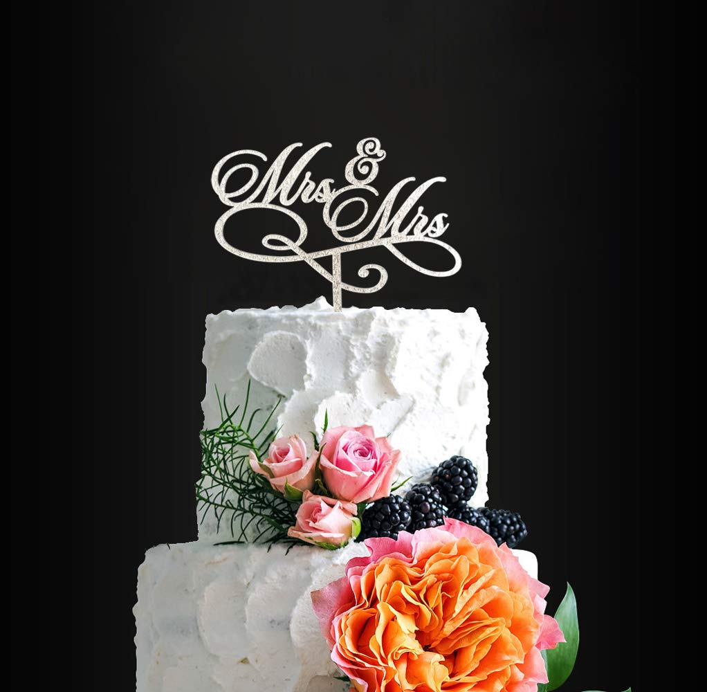 Same Sex Wedding Cake Topper - Elegant Mrs & Mrs Cake Decor for Lesbian Couples - Perfect for Wedding, Anniversary & LGBTQ+ Celebrations