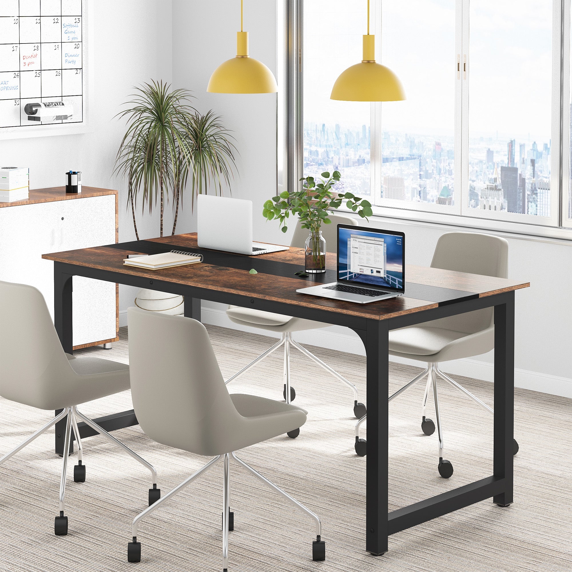 Tribesigns Modern Computer Desk - 55 Inch Office Desk with Keyboard Tray, Sturdy Study Writing Table for Home & Workspace - Perfect for Gaming, Remote Work & Small Spaces