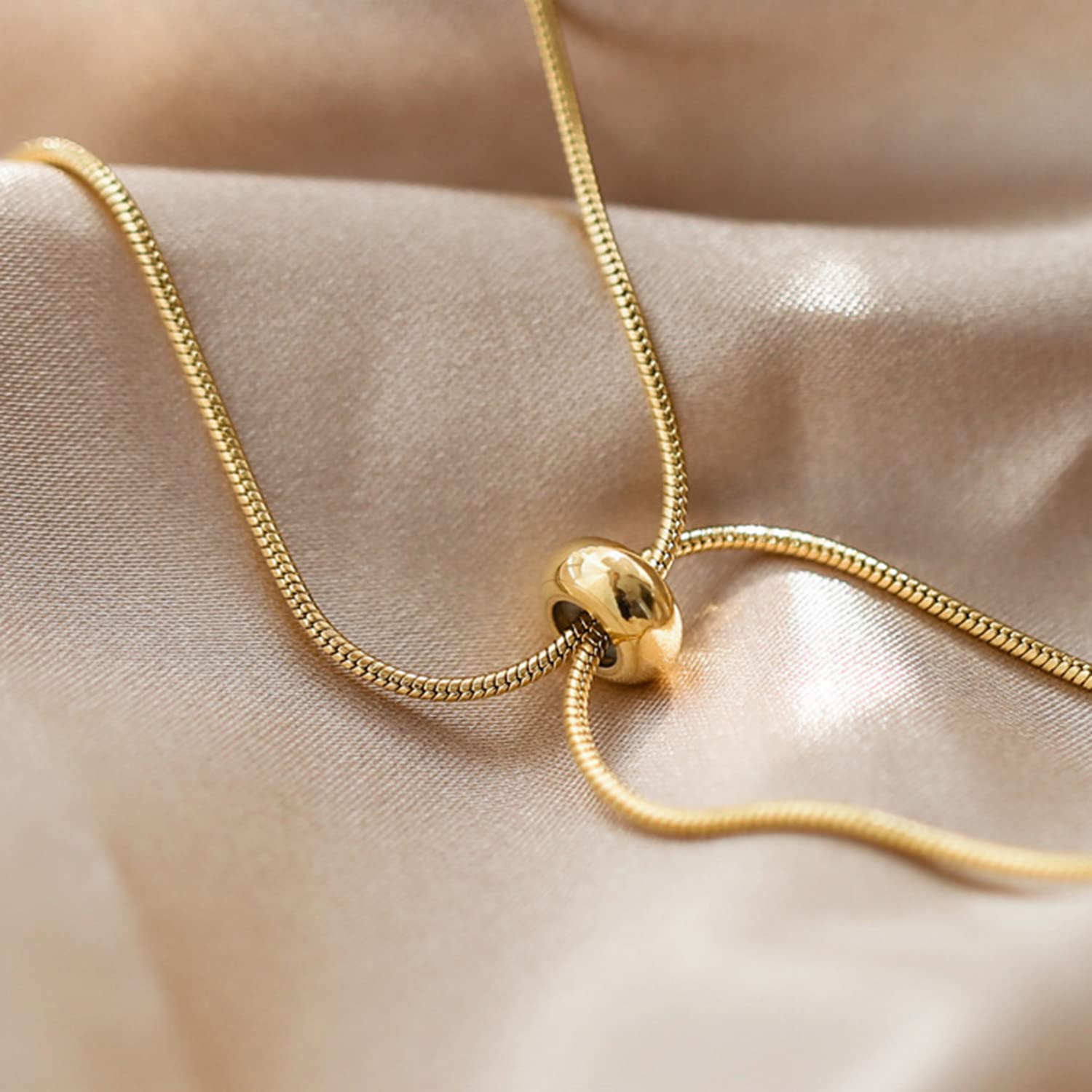 Boho Y-Necklace for Women - Adjustable Gold Pendant Necklace with Thin Chain, Minimalist Slider Design for Layering & Everyday Wear