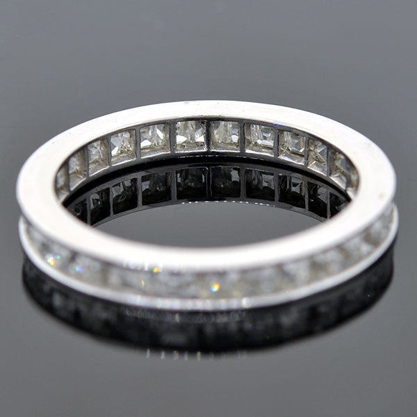 Art Deco Platinum Square Fancy Cut Diamond Eternity Band 2.25ctw - Vintage Wedding Ring, Anniversary Gift for Her, Luxury Jewelry for Special Occasions