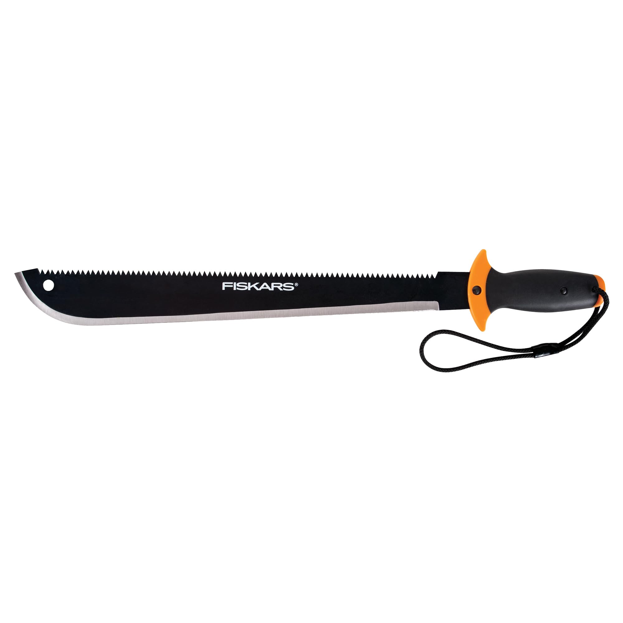 Fiskars 18-Inch Machete Saw with Tempered Steel Blade - One-Handed Grip Handle & Secure Wrist Lanyard - Perfect for Camping, Hiking, and Outdoor Survival Gear