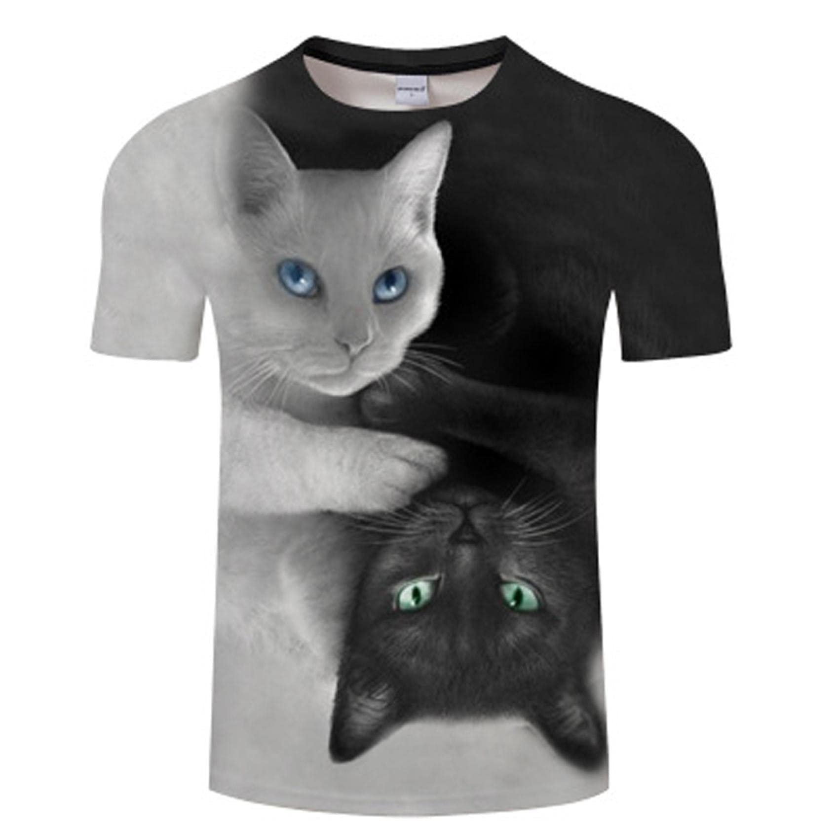 2023 Summer Clearance Sale - Funny 3D Graphic Kitty Sky Printed Cat Short Sleeve T-Shirt for Women | Cute Casual Tee for Girls, Streetwear, Beach Outfits & Summer Fashion