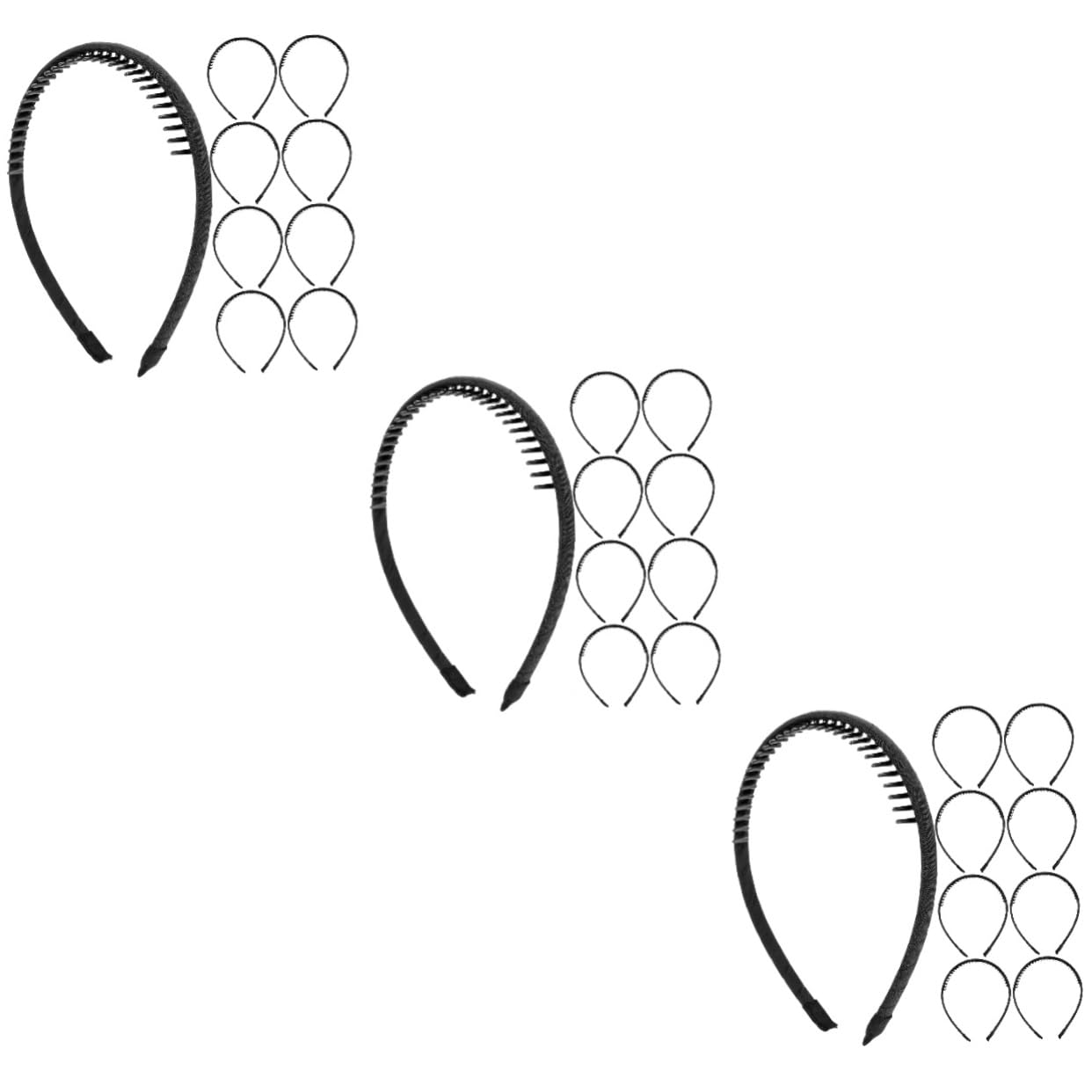 FOMIYES 54 Pack Black Toothed Headbands for Women & Men - Thin Teeth Hair Comb Headband, Unisex Face Washing Hairband, Soft South Korea Fabric (Great for Skincare, Makeup, Hair Styling & Daily Use)