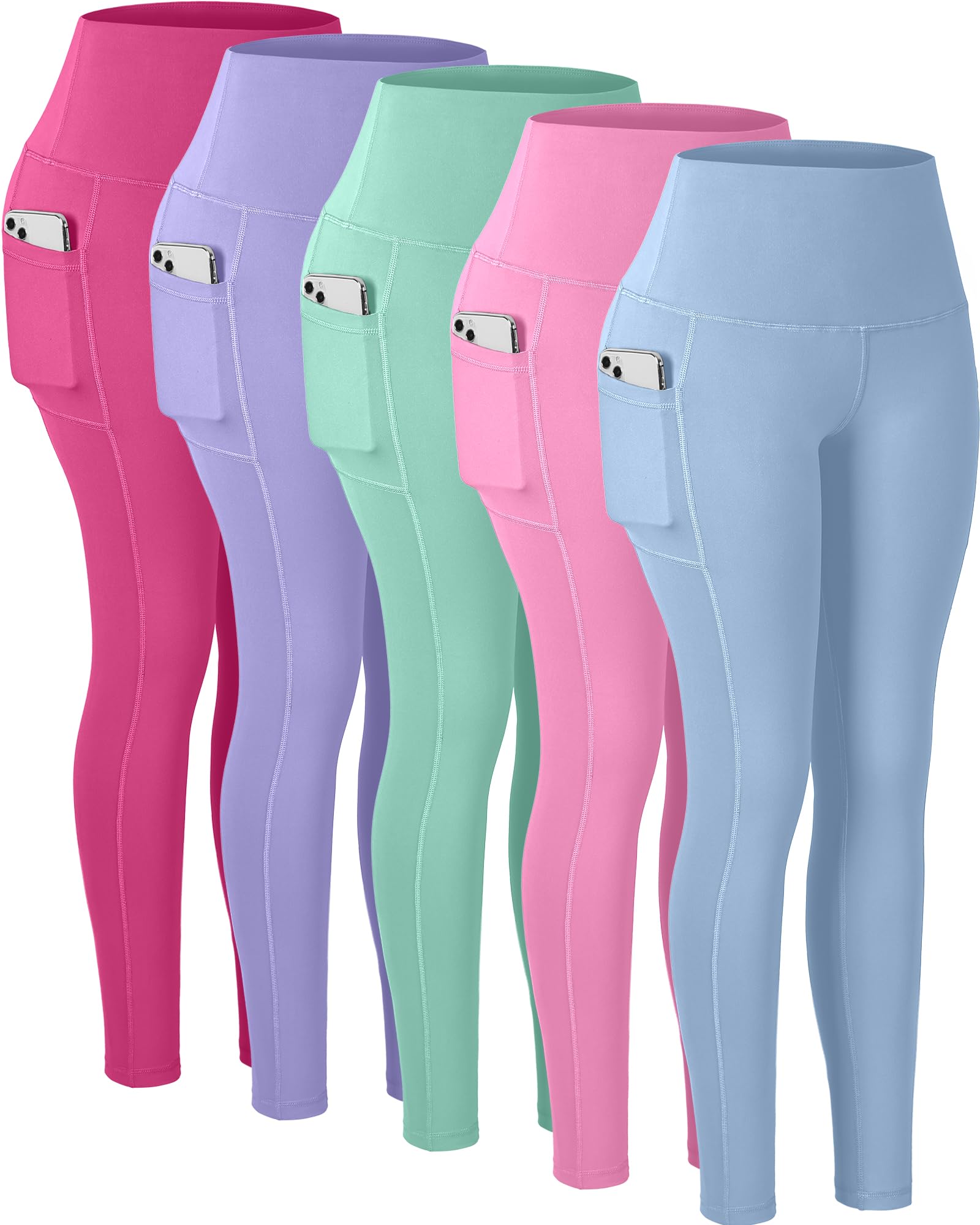 CHRLEISURE Women's High Waisted Yoga Pants with Pockets - Tummy Control Workout Leggings for Running, Gym & Lounge Wear
