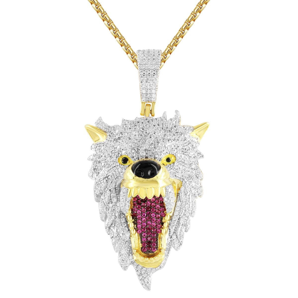 Men's Roaring Wolf Silver Pendant Necklace - Fierce Animal Jewelry for Men - Perfect for Outdoor Adventures, Gifts & Everyday Wear