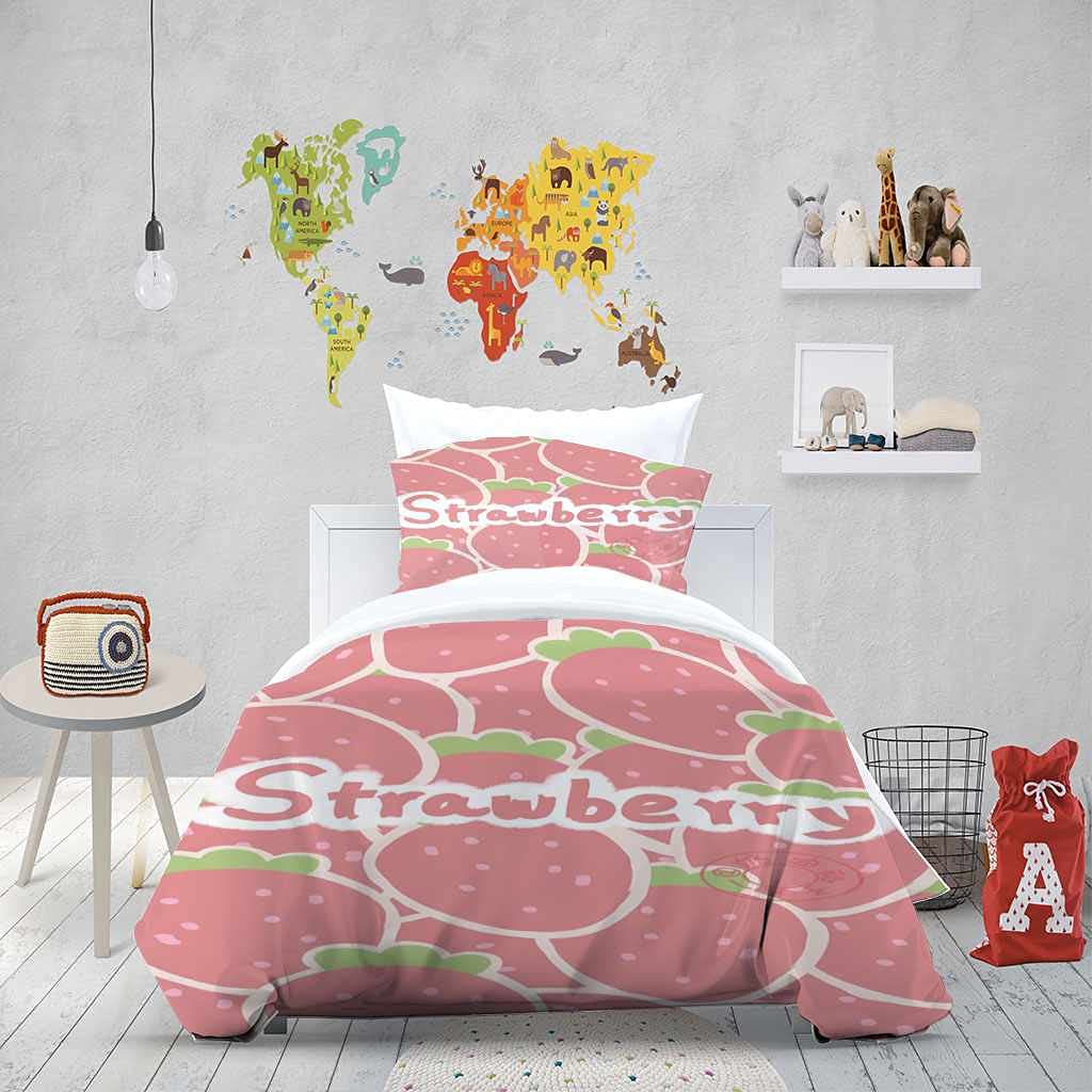 Queen Size Duvet Cover Set 90x90 Inches - Soft Microfiber Pink Fruit Print Modern Bedding with Zipper Closure & Corner Ties, Includes 2 Pillow Shams | Perfect for Master Bedroom, Guest Room & College Dorm Decor