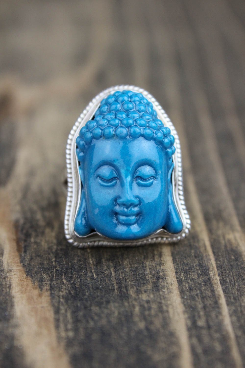 Healing Blue Buddha Ring for Men & Women - Spiritual Meditation Jewelry for Positive Energy & Stress Relief - Perfect for Yoga, Mindfulness & Daily Wear