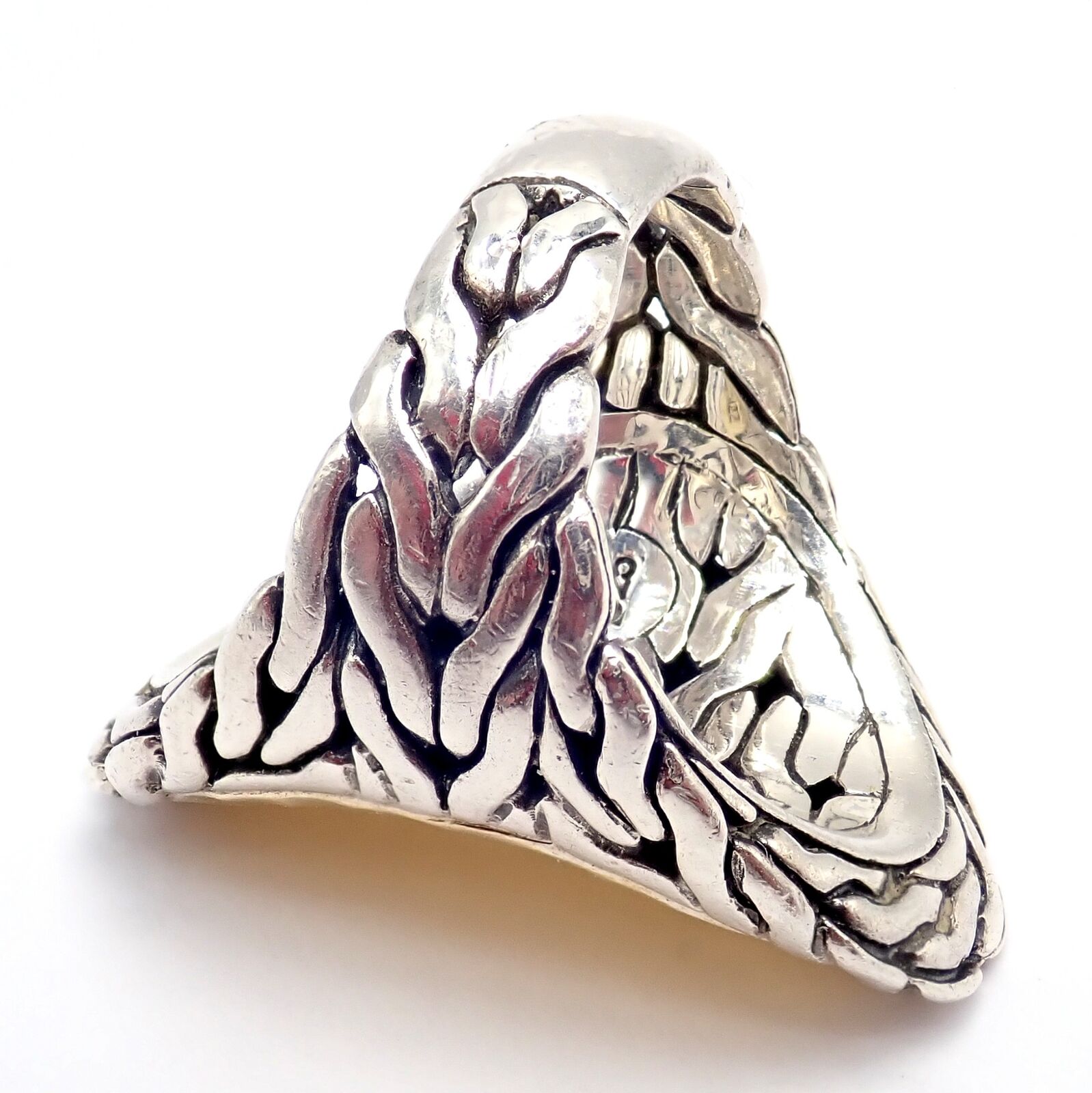 John Hardy JH Silver 22k Yellow Gold Classic Palu Saddle Cocktail Ring - Size 7 | Elegant Jewelry for Women, Perfect for Parties, Weddings & Special Occasions