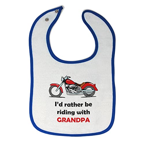 Baby Bibs and Burp Cloths Set - Soft Cotton Grandpa-Themed for Toddlers & Infants - 'I'd Rather Be Riding with Grandpa' Design in White & Royal Blue - Perfect for Feeding Time, Messy Play, and Special Bonding Moments with Grandfather