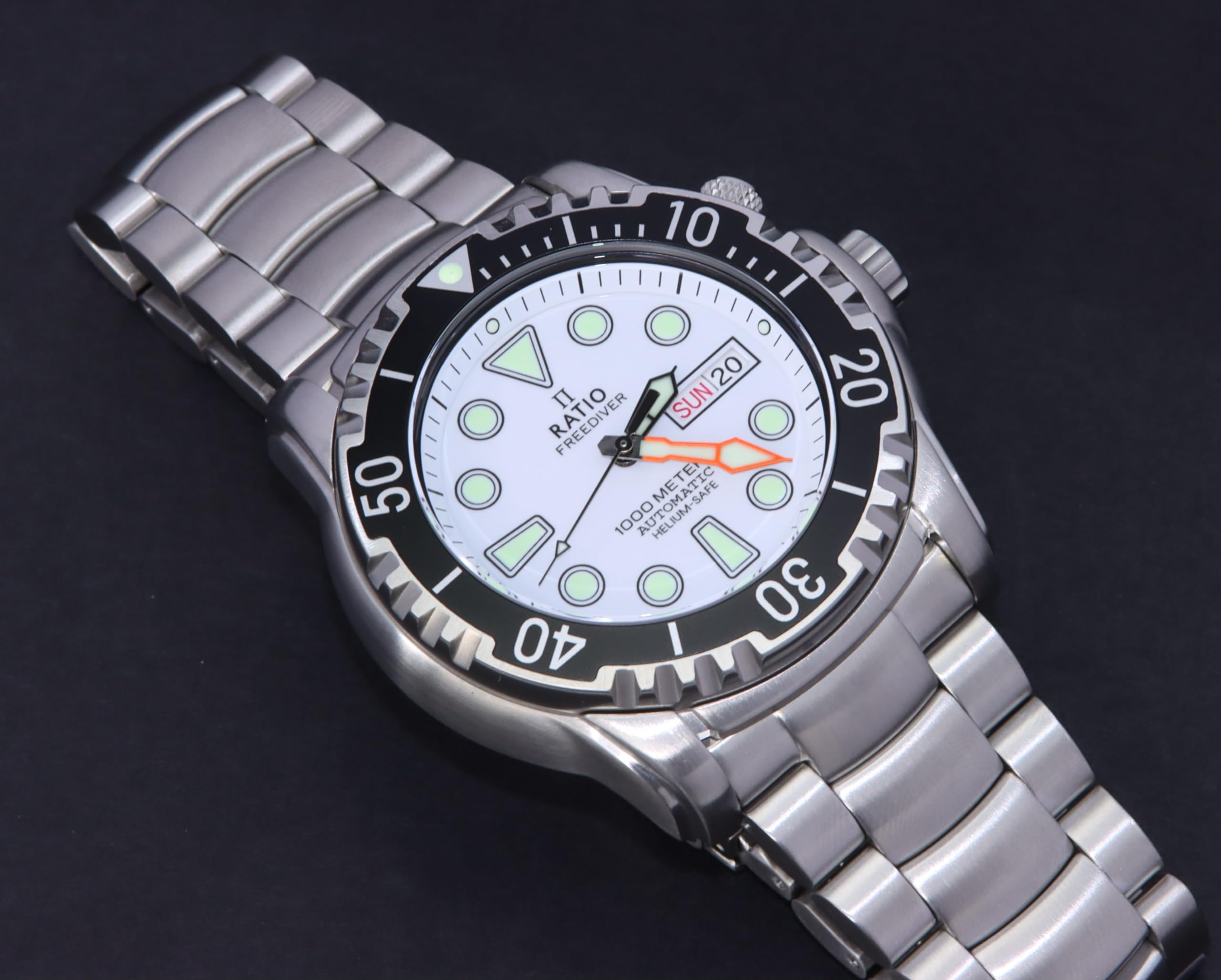 RATIO FreeDiver Helium-Safe Automatic Diving Watch for Men - 1000M Water Resistant, Sapphire Crystal, Professional Dive Watch for Scuba Diving & Deep Sea Exploration