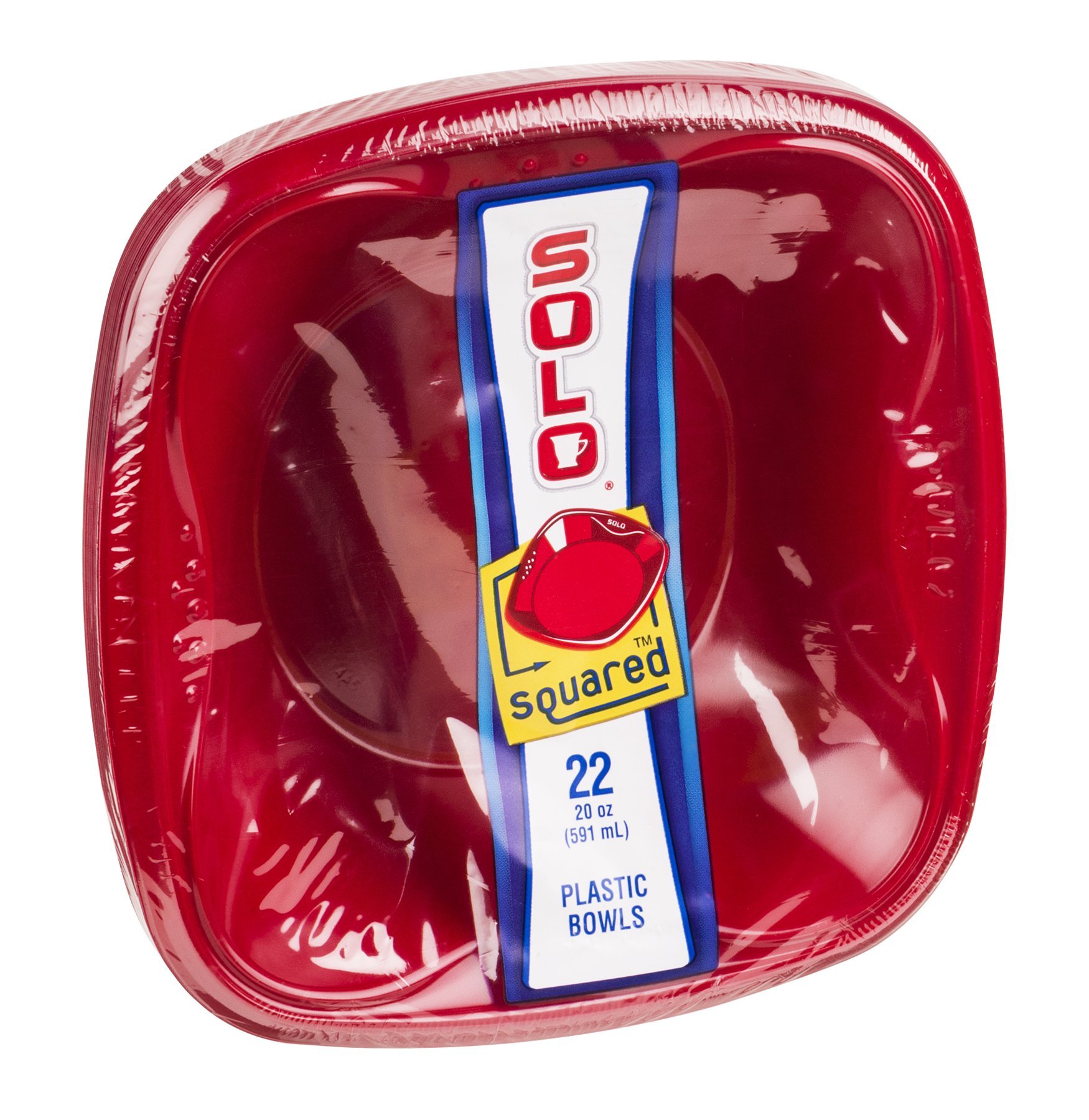 20 oz Solo Plastic Bowls - Pack of 12 (22 Count) - Red & Blue Disposable Party Bowls for Picnics, BBQs, and Outdoor Events