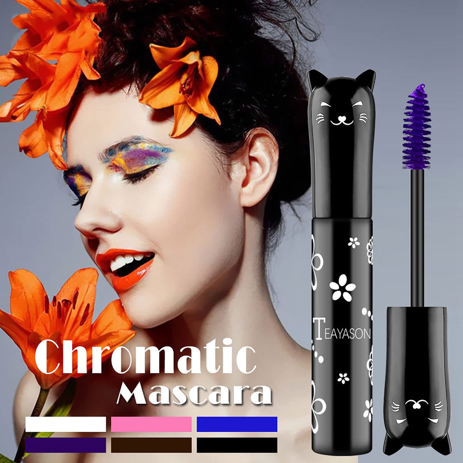 4D Silk Fiber Lash Extensions Mascara - Blue, Purple, White, Black, Brown & Pink Colors for Volume & Length | Perfect for Party, Cosplay & Dramatic Eye Makeup Looks